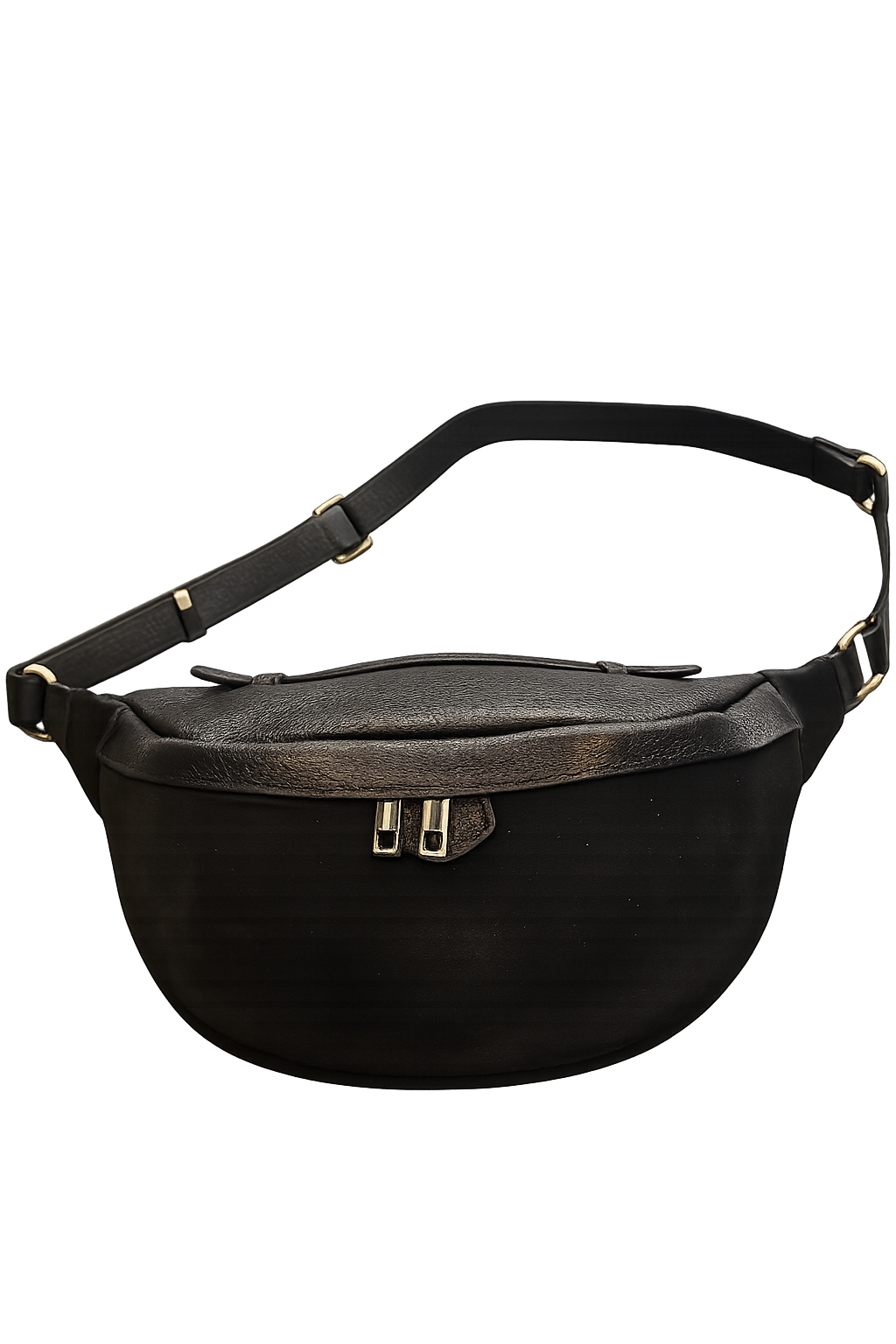 Torebka damska listonoszka skórzana nerka Vera Pelle przód zamszowy czarna