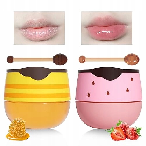 Balzám Na Rty Maska Med Přírodní Hydratační Peeling Sada 2 Ks