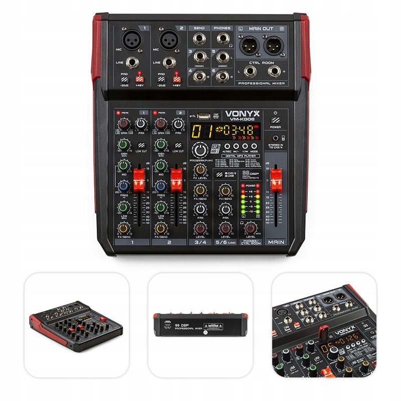 

Mikser muzyczny 6-kanałów Bt Dsp Usb Rec Vonyx