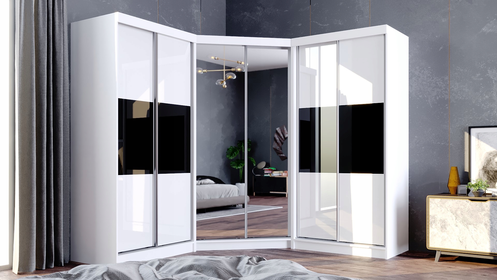 Szafa remaxmax VISTA 232 x 215 x 62 cm biały szafa z lustrem