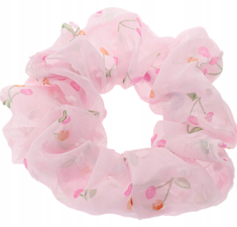 GUMKA DO WŁOSÓW|SCRUNCHIES WISIENKI|RÓŻOWA