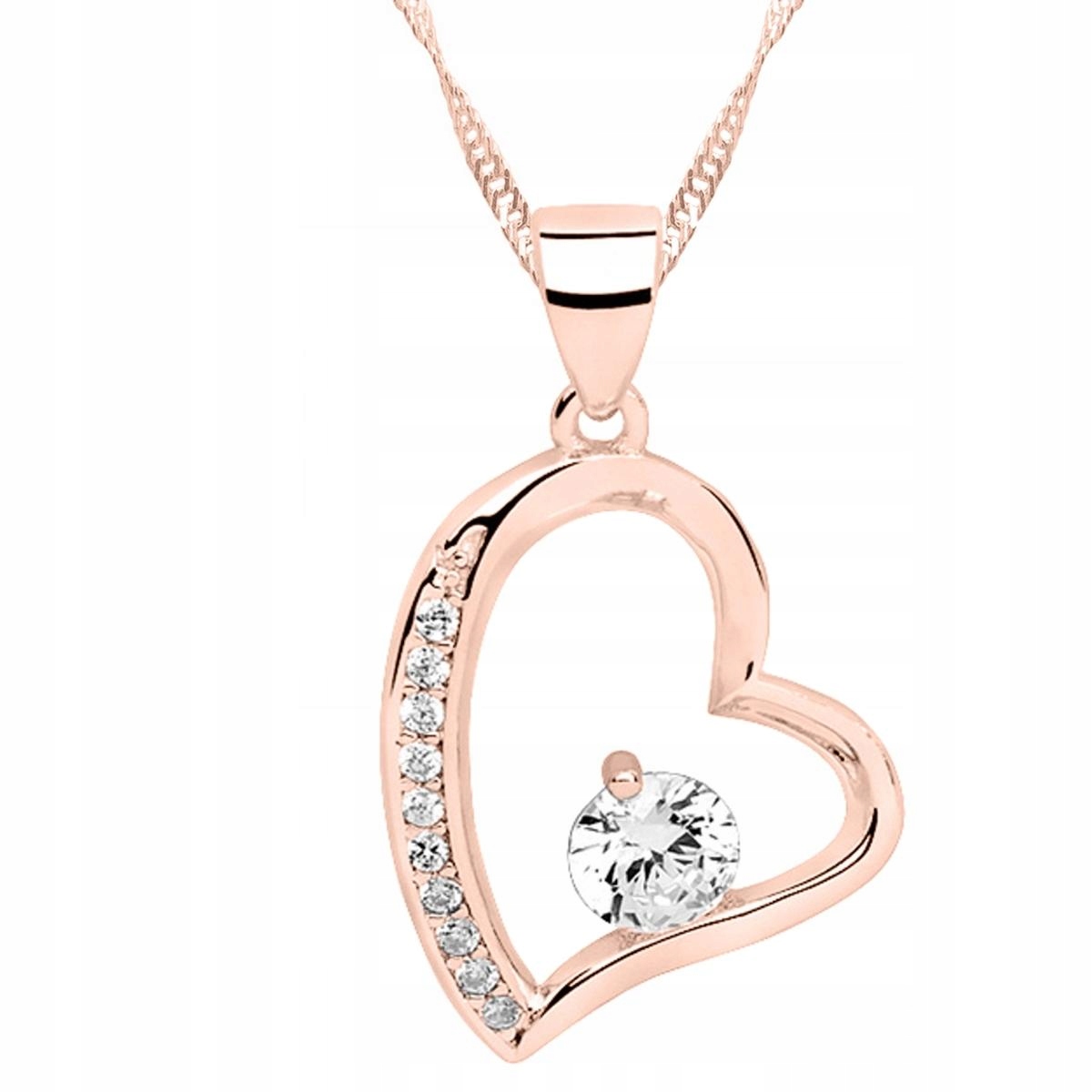 Pozlacený náhrdelník se zirkonem Srdce Srdíčko Stříbro 925