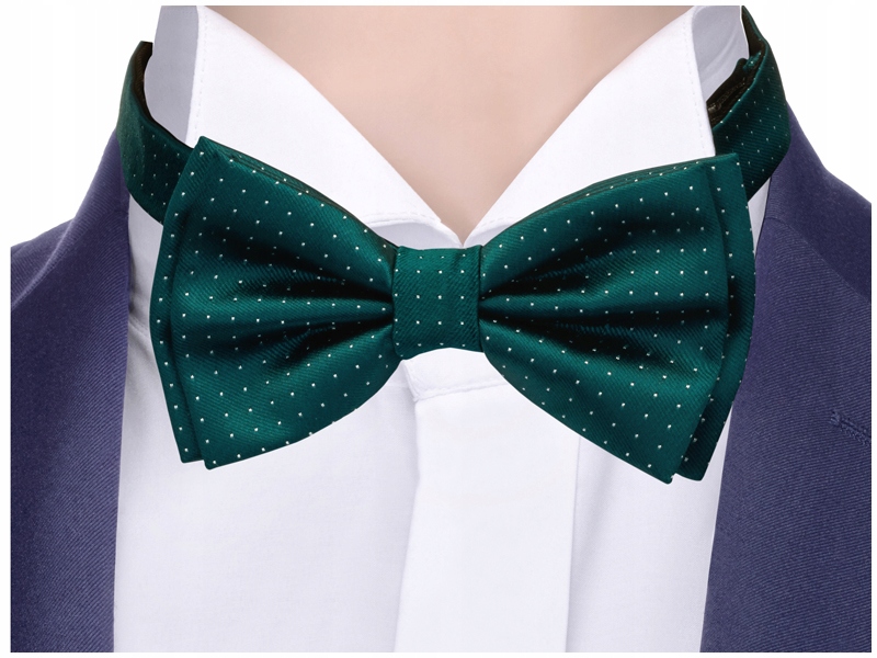 ŻAKARDOWA POSZETKA + MUSZKA Męska Wypustka do Garnituru Zielona GREG e50 Materiał dominujący mikrofibra (mikrofaza)