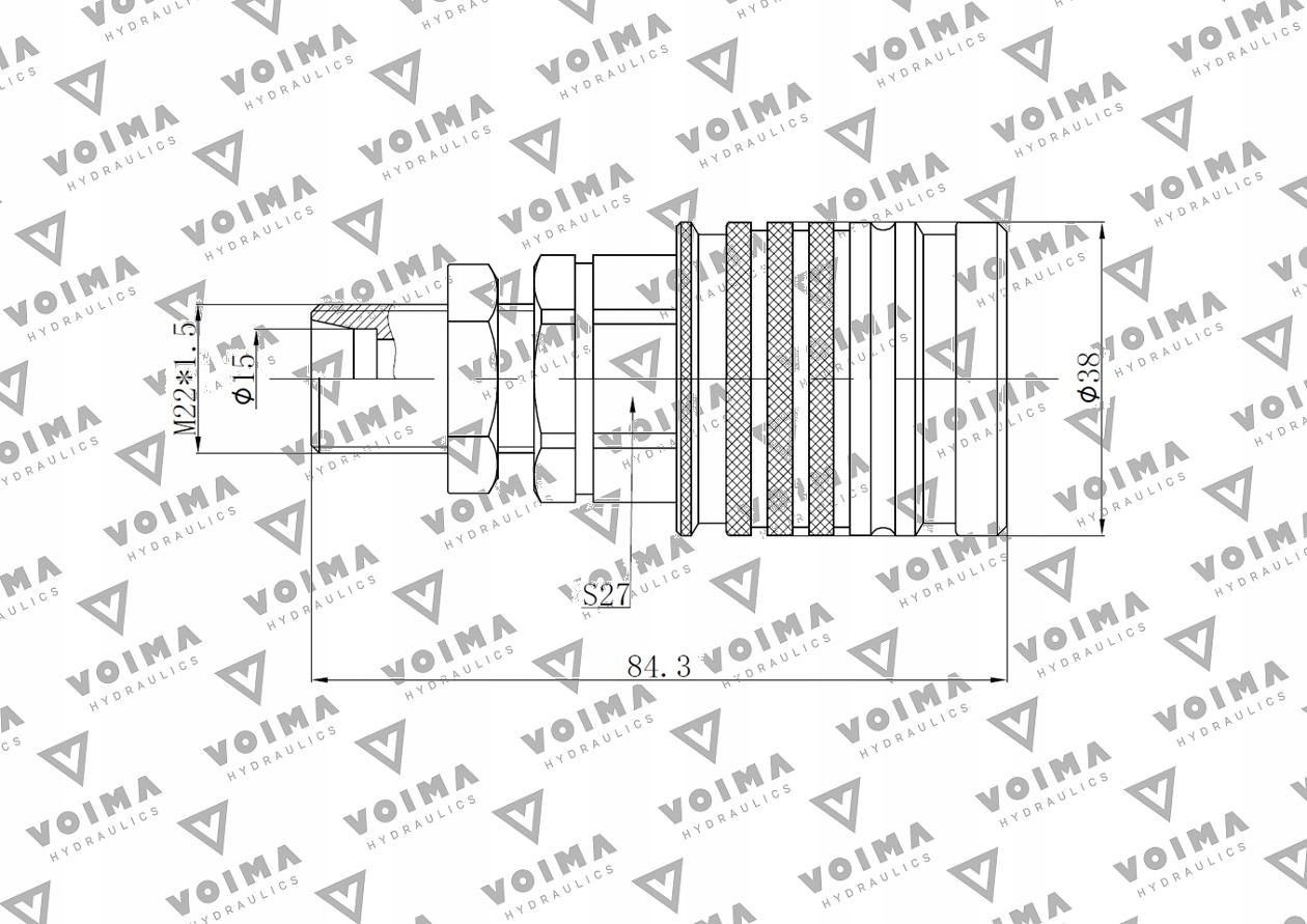 Szybkozłącze hydrauliczne gniazdo EURO M22x1.5 Numer katalogowy części V-ML22GN