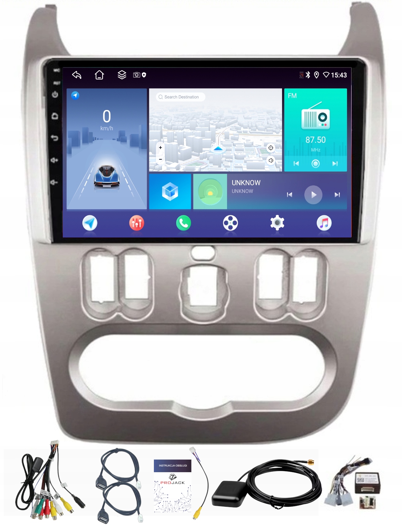 Rádio Navigácia Android Carplay Dacia Sandero 2007-2011 4GB 64GB Sim