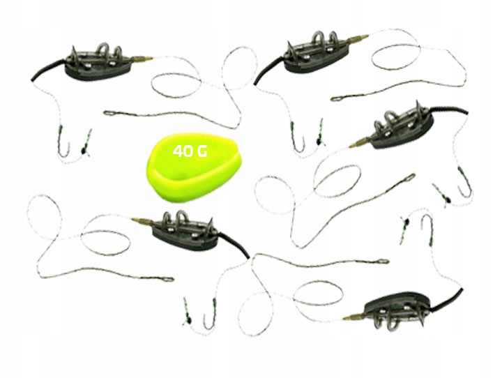 ZESTAW 5x GOTOWY UZBROJONY KOSZYCZEK KOSZYKI METHOD FEEDER 40g + FORMA
