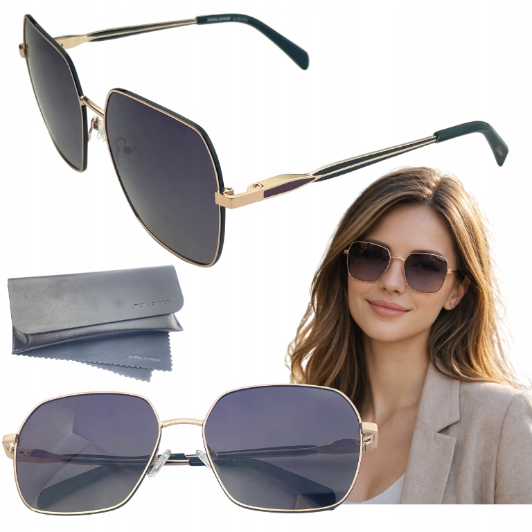 Okulary Przeciwsłoneczne Damskie Polaryzacja UV400 Premium Etui Solano
