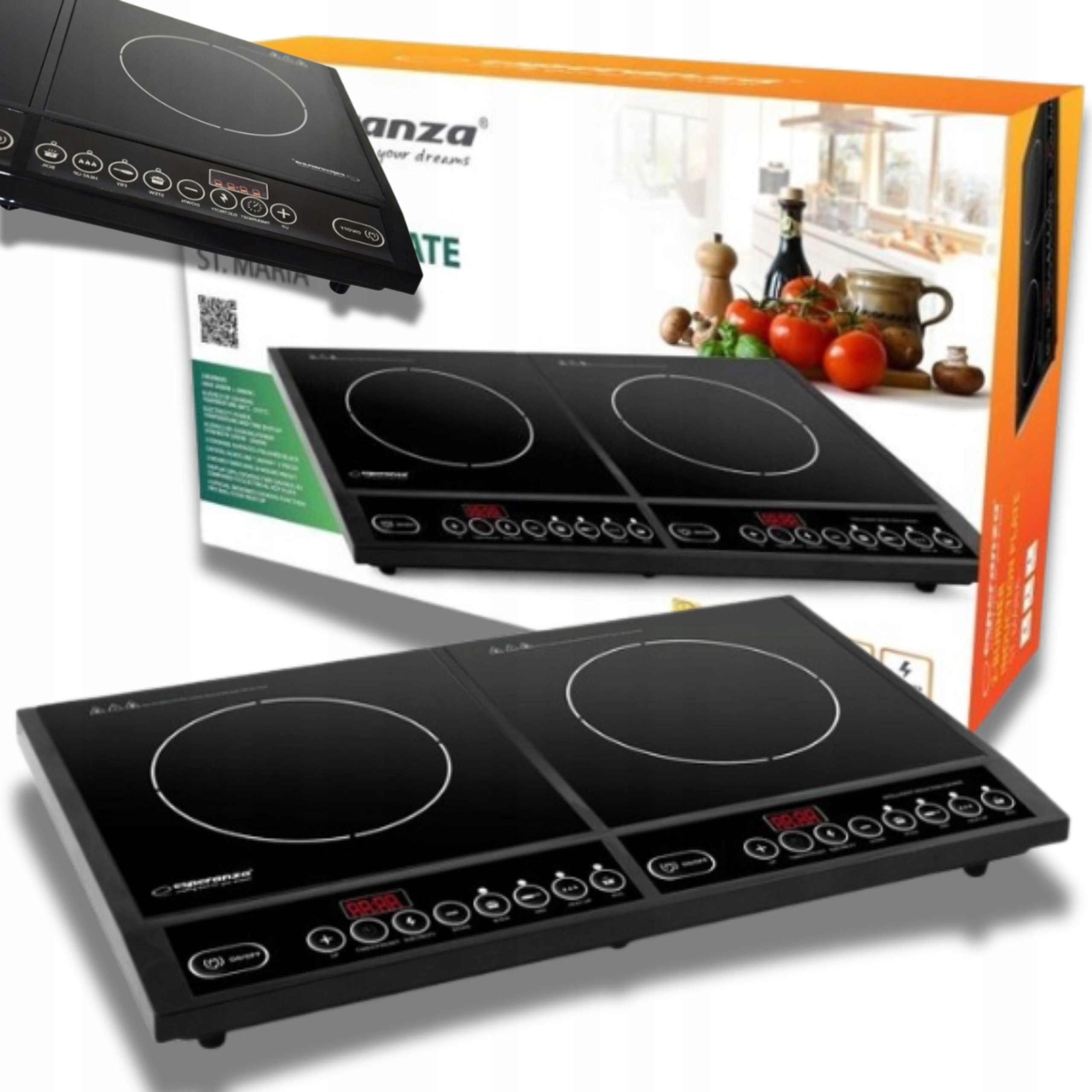 Kuchenka Indukcyjna Dwupalnikowa 2 Pola Grzewcze Elektryczna Płyta 3500W