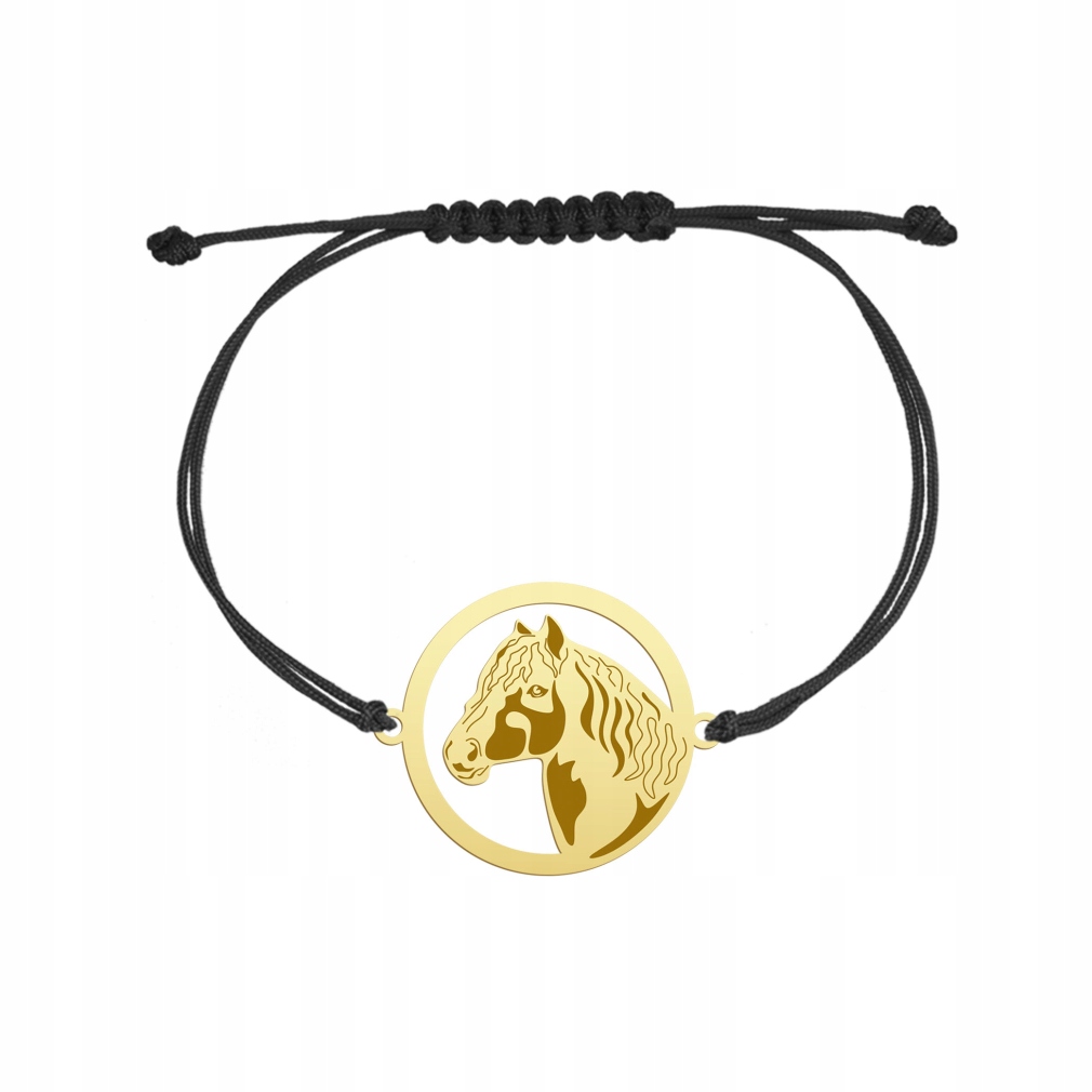 Zlatý náramek s koněm Tinker 925 Šňůrka Dárek Žena Gravírování Bonus