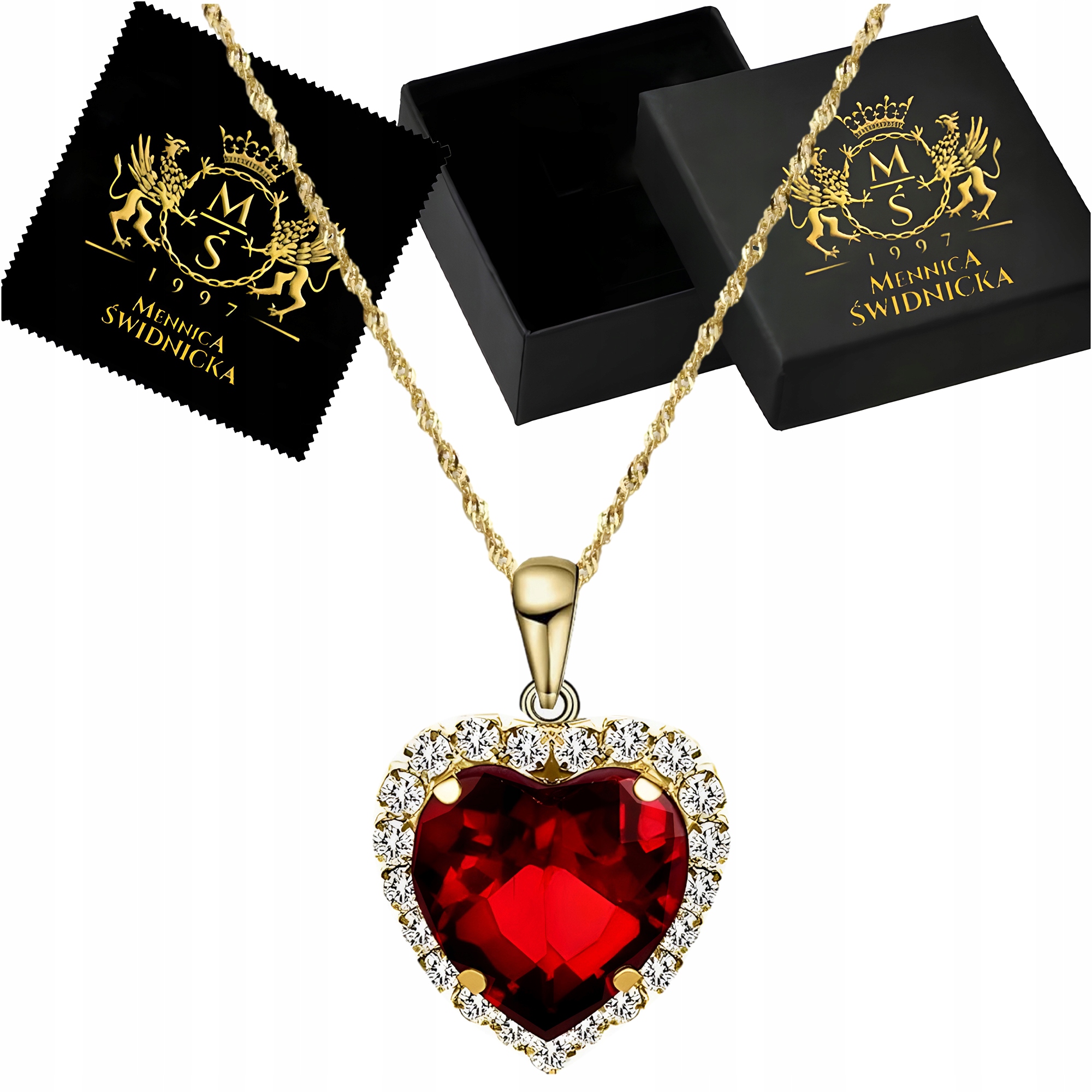 Naszyjnik Złoty Srebro 925 Pozłacany Wisiorek Serce Oceanu