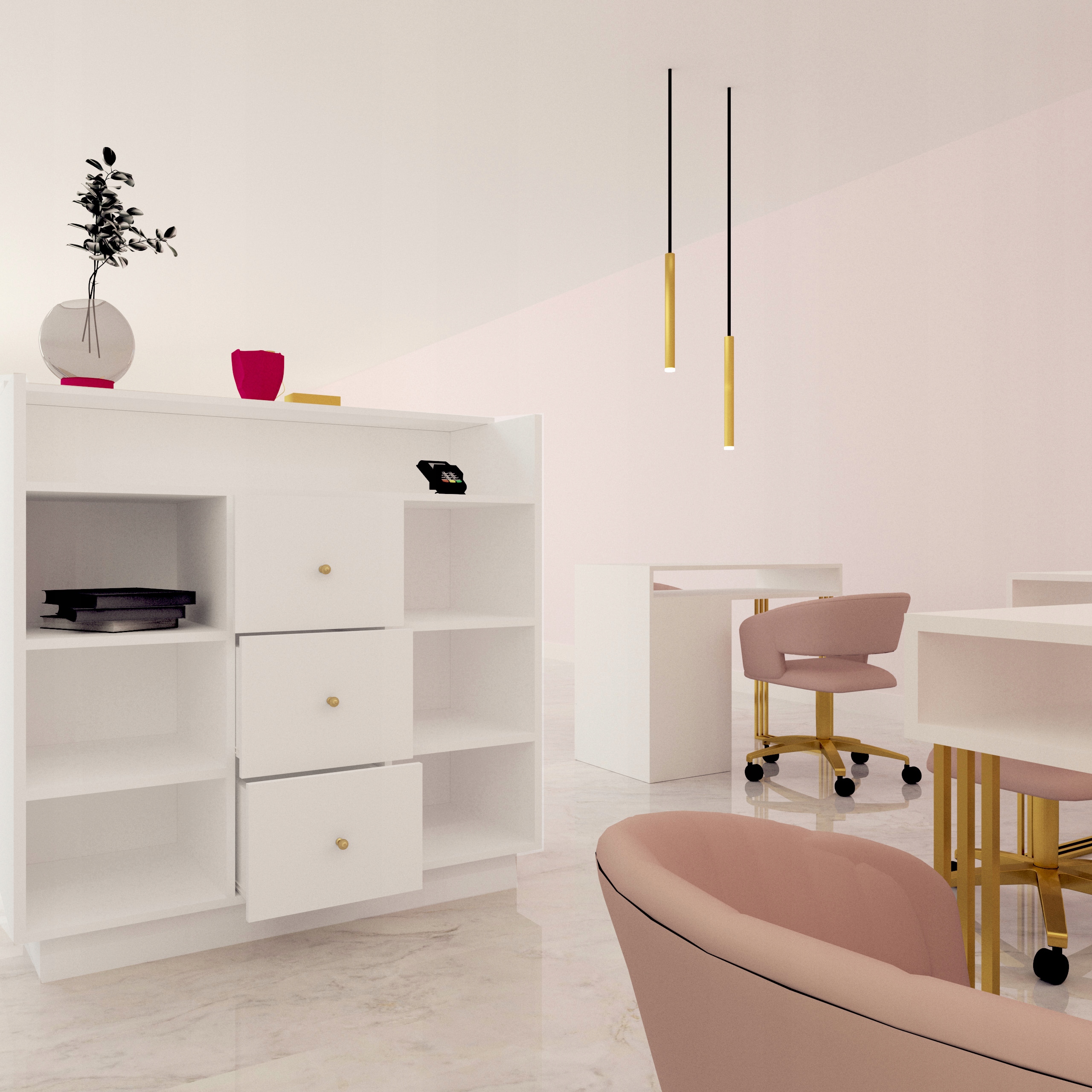 RECEPCJA LADA DO SALONU URODY W STYLU GLAMOUR KLARA 2 BIAŁY POŁYSK Szerokość mebla 110 cm