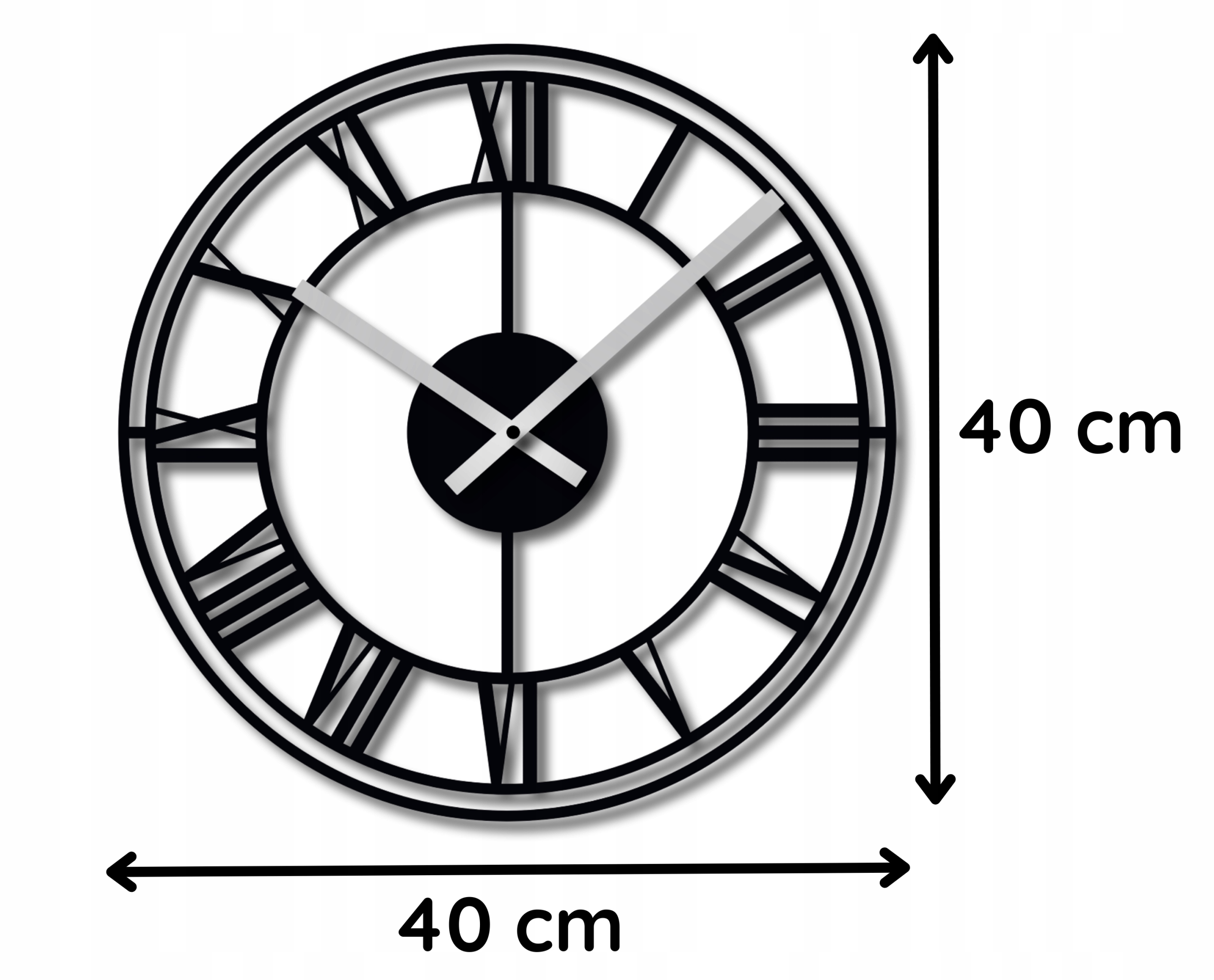 LOFT ZEGAR ŚCIENNY RZYMSKI 3D VINTAGE DUŻY DO SALONU KUCHNI RETRO 40 cm System liczbowy cyfry rzymskie