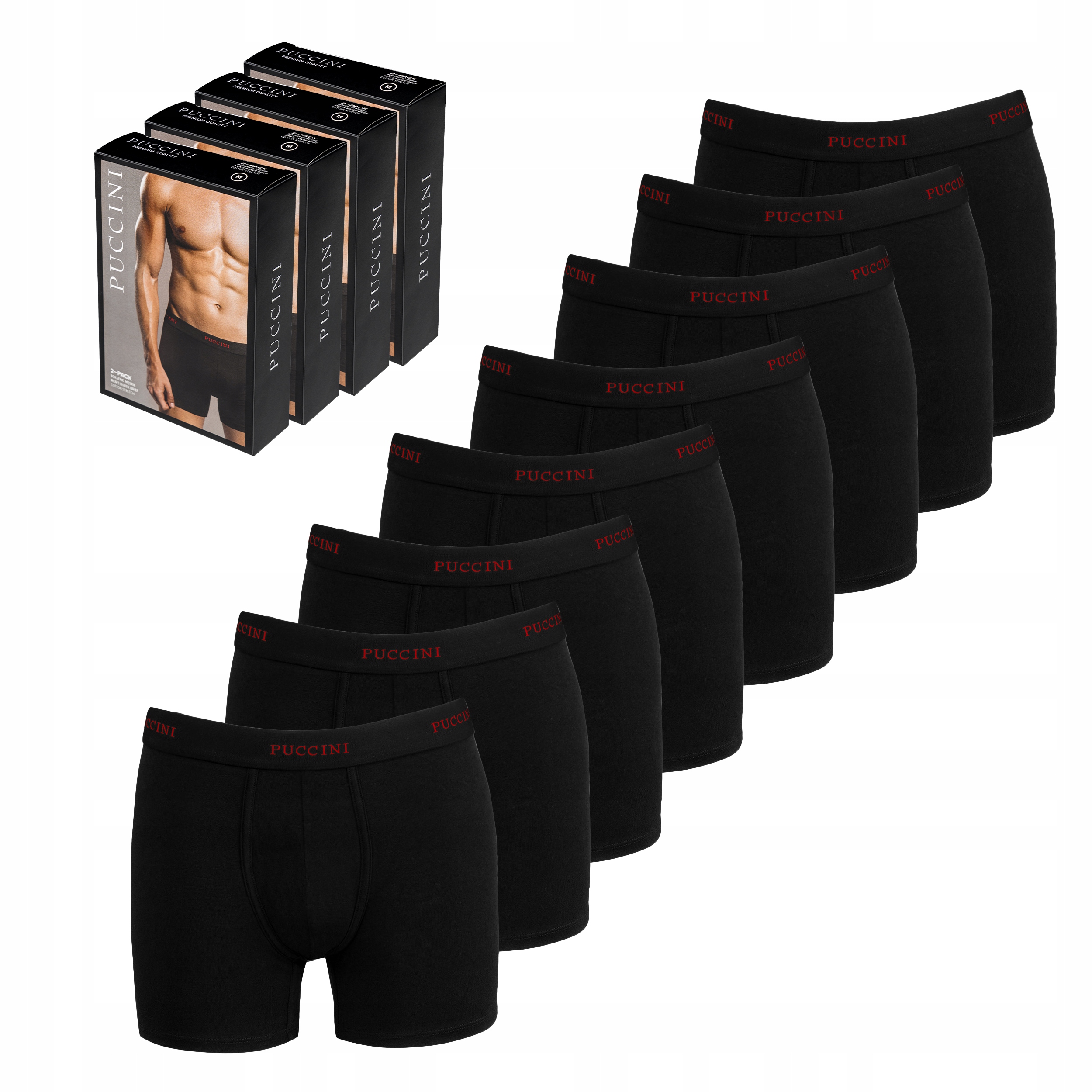 Bokserki Męskie Puccini Czarne Zestaw 8pak Bawełniane Rozmiar L BX05L-1-1
