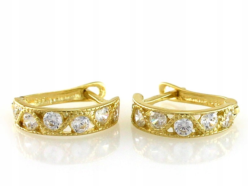 Zlaté náušnice 585 14kt zdobené zirkony o hmotnosti 1,30 g, elegantní jako dárek