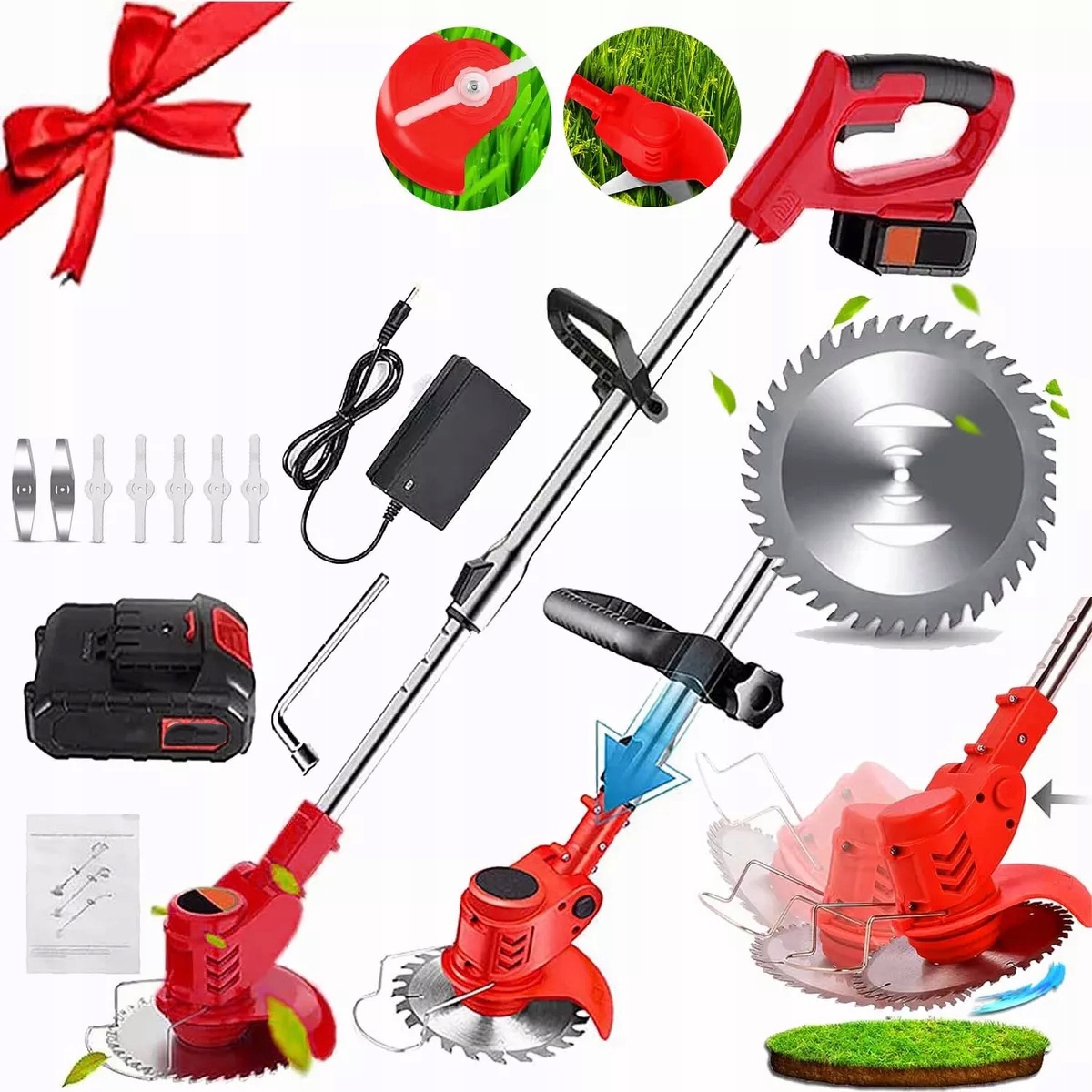 Výkonný Vyžínač Na Trávy Křovinořez Akumulátorový Elektrický Zahradní 2x Aku