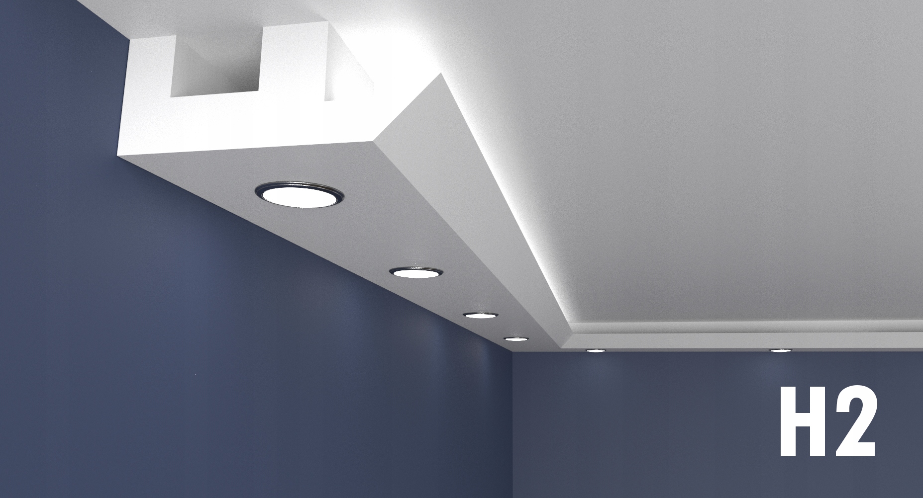 Zabudowa sufitu gzyms oświetleniowy led 20x7.5cm Kod producenta 01