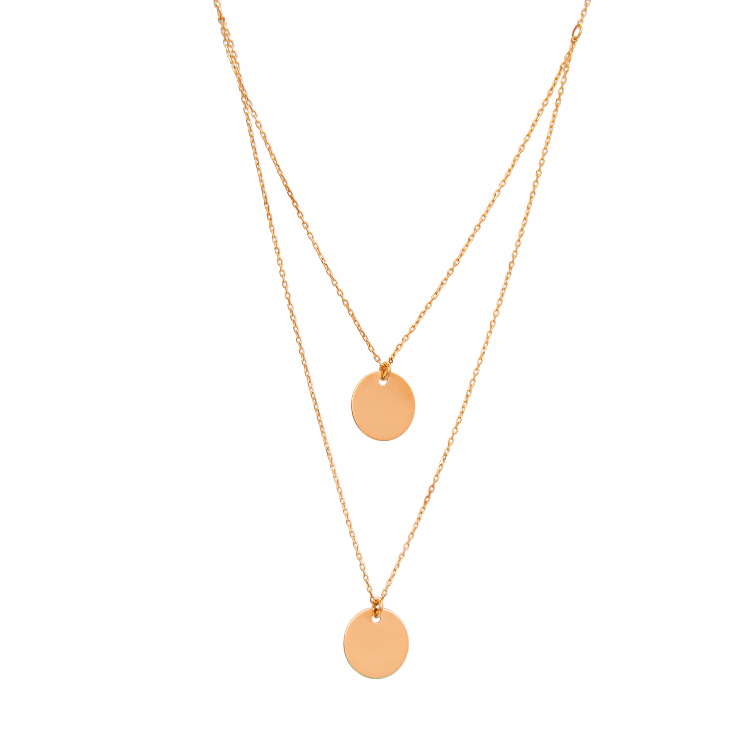 

Złoty Podwójny Naszyjnik pr333 Kółka Koła Grawer