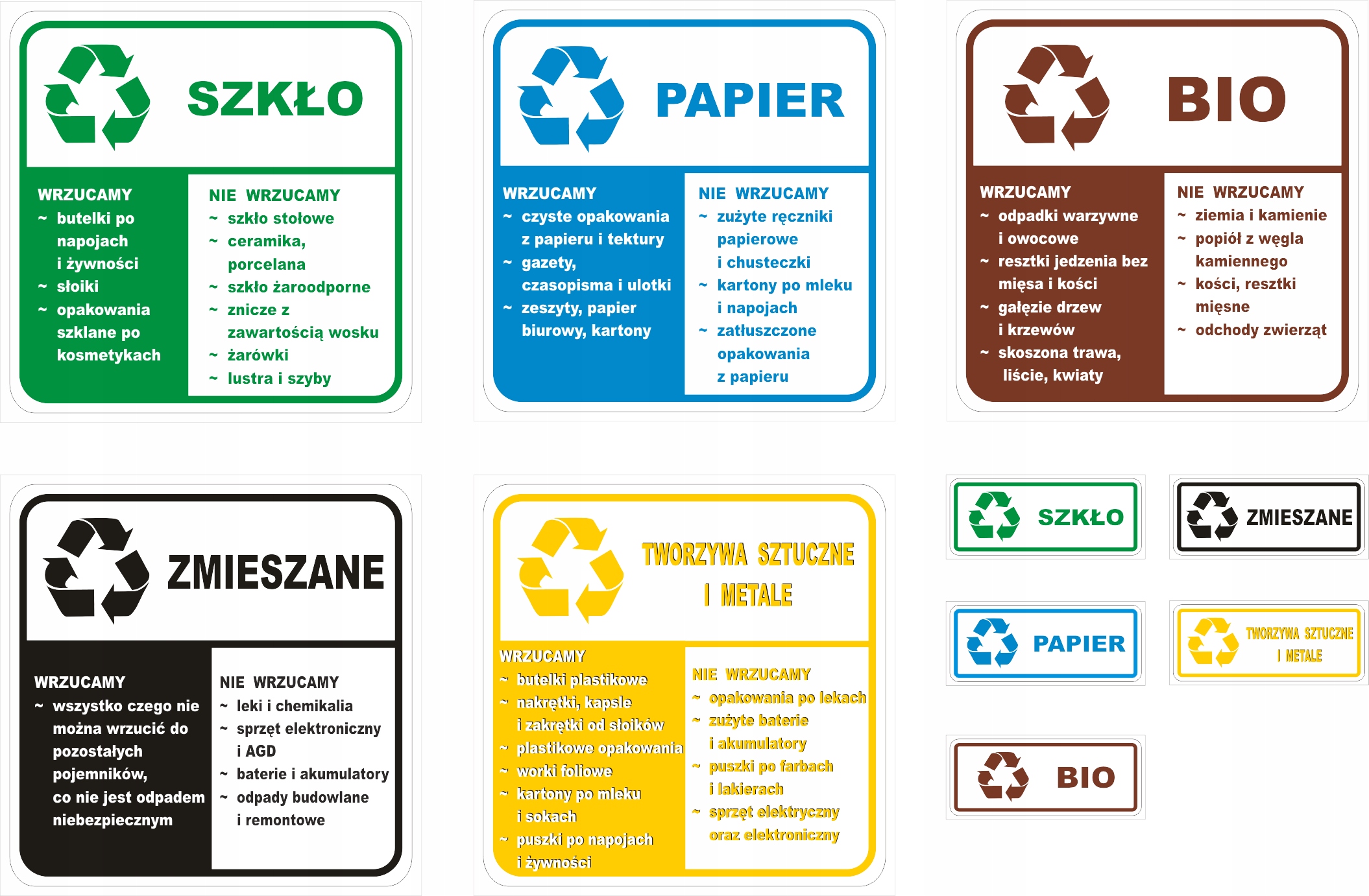 

Naklejki na kosze Segregacja śmieci 10,5x10,5 cm