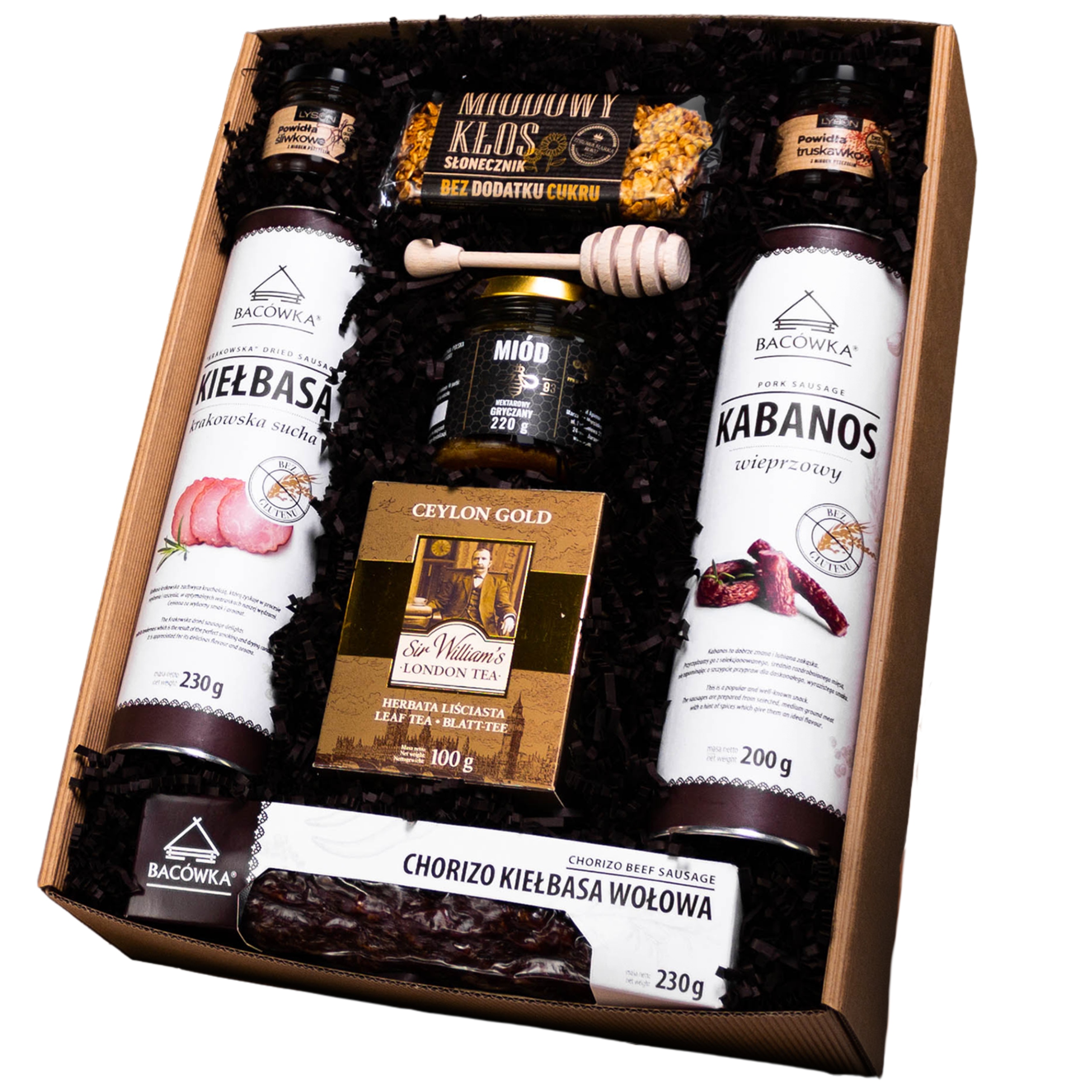 Elegantní Box Dárkový Koš Na Maso Dárek kabanosy klobása chorizo med