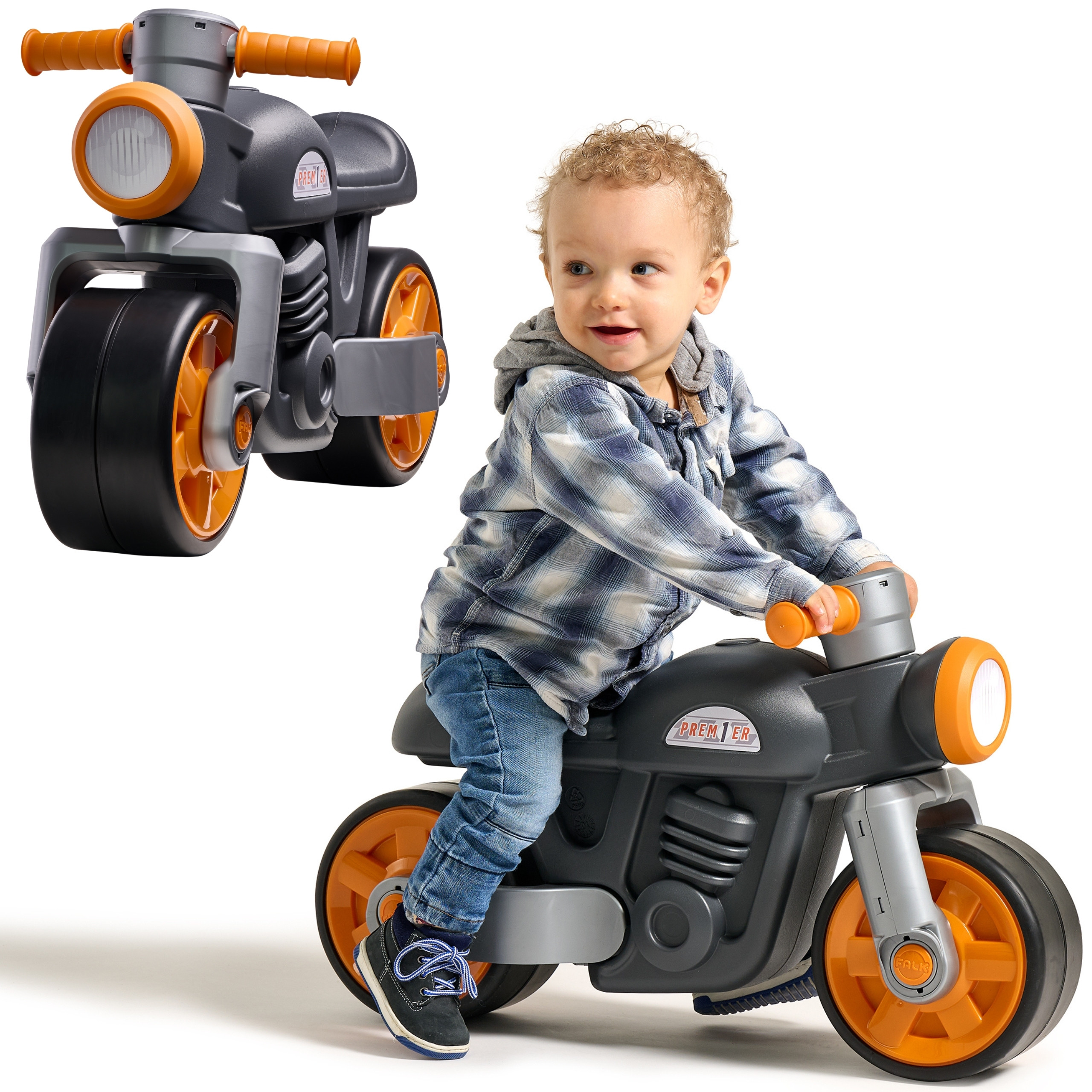 Falk Jeździk Biegowy Ciche Koła Motor Prem1er Retro Czarny 12m+