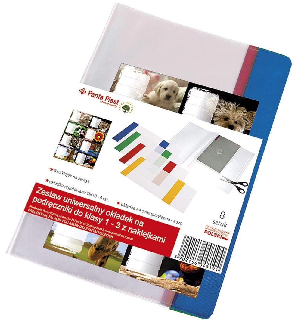 PANTA PLAST ZESTAW OKŁADEK NA KSIĄŻKI ZESZYTY KLASY 1-3 + naklejki