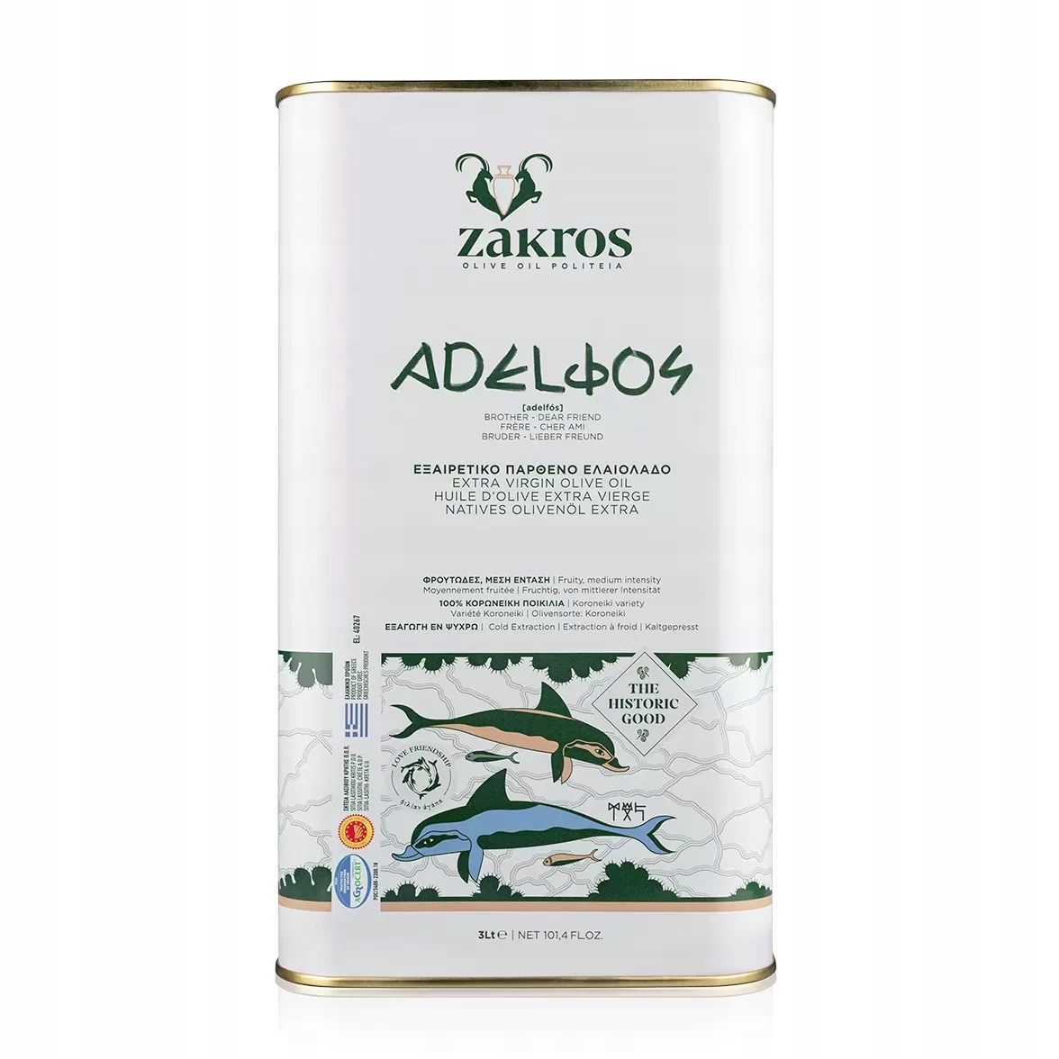 Levně Adelfos Extra Virgin Olive Oil Zakros Sitia P.d.o. 3 L