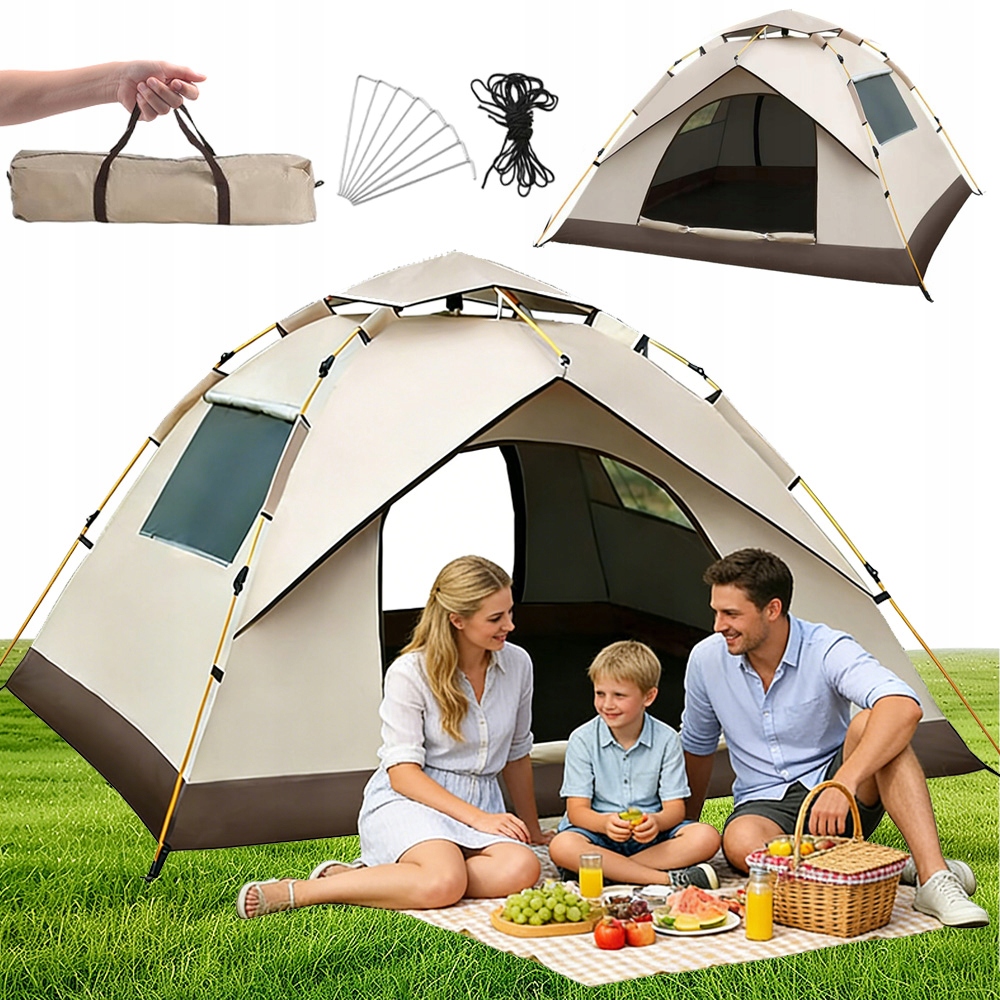 Lekki Namiot Kempingowy Turystyczny 3 Osobowy Trwały Samorozkładający
