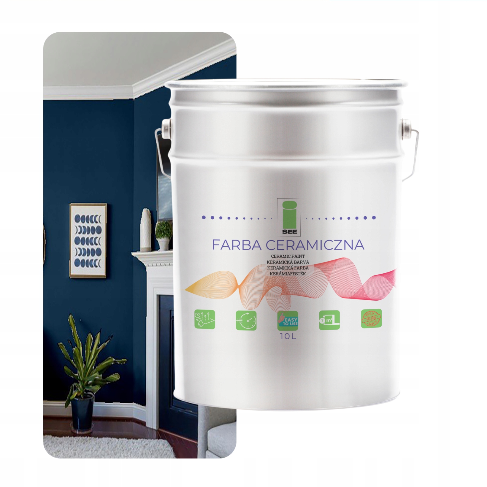 Keramická Farba Na Steny Umývateľná, Morská Granátová 10 L, Odolná Voči Škvrnám