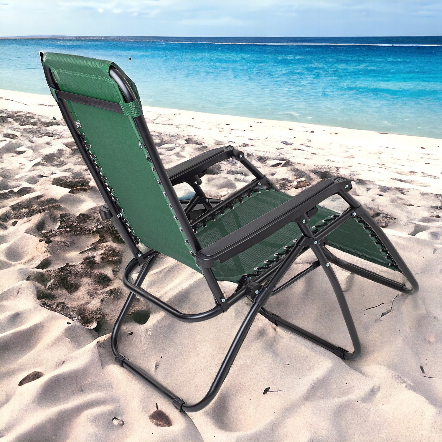 LEŻAK PLAŻOWY FOTEL OGRODOWY KRZESŁO Z ZAGŁÓWKIEM SKŁADANE ZERO GRAVITY Kod producenta LT6 krzesło turystyczne z zagłówkiem ogrodowe