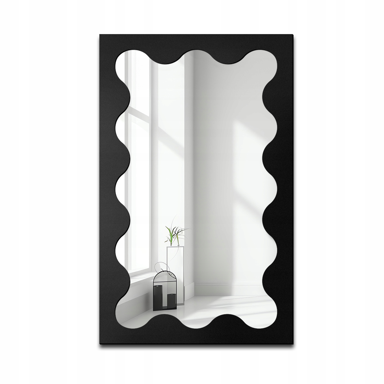 Nástěnné Zrcadlo Blobs Prism ve vlnitém černém Mdf rámu 50x80