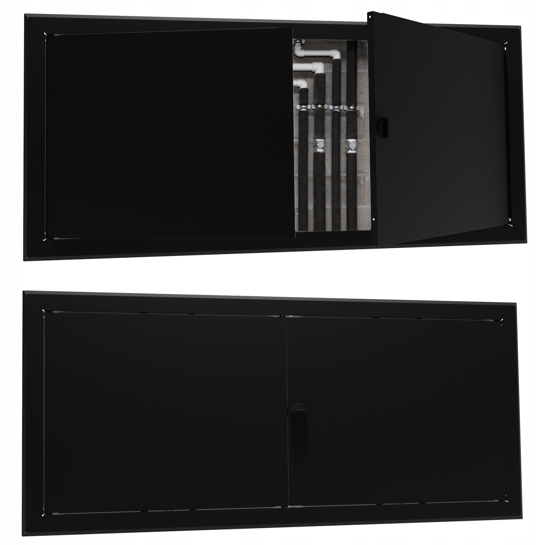 Revizní dvířka kovová, černá, krytka pro instalaci Wod Kan Gaz Co 90x30