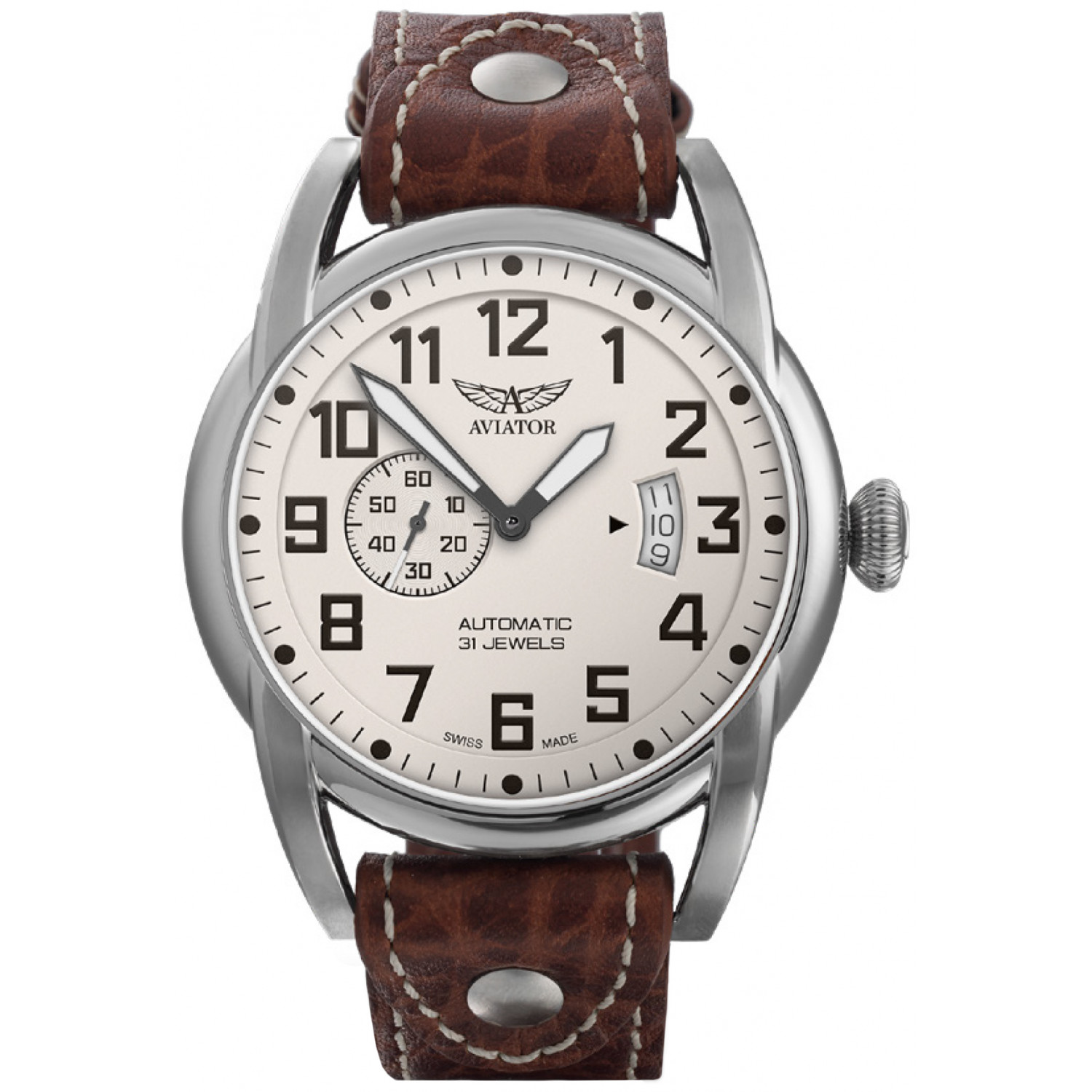 Pánské Hodinky Aviator V.3.18.0.161.4, hnědý řemínek