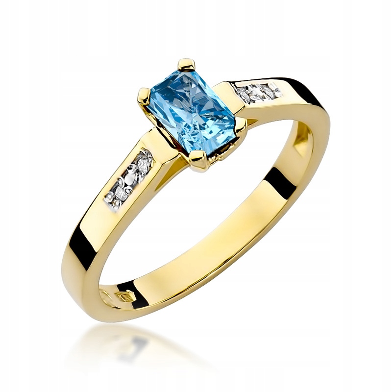 

Złoty Pierścionek pr585 Topaz Brylanty Grawer
