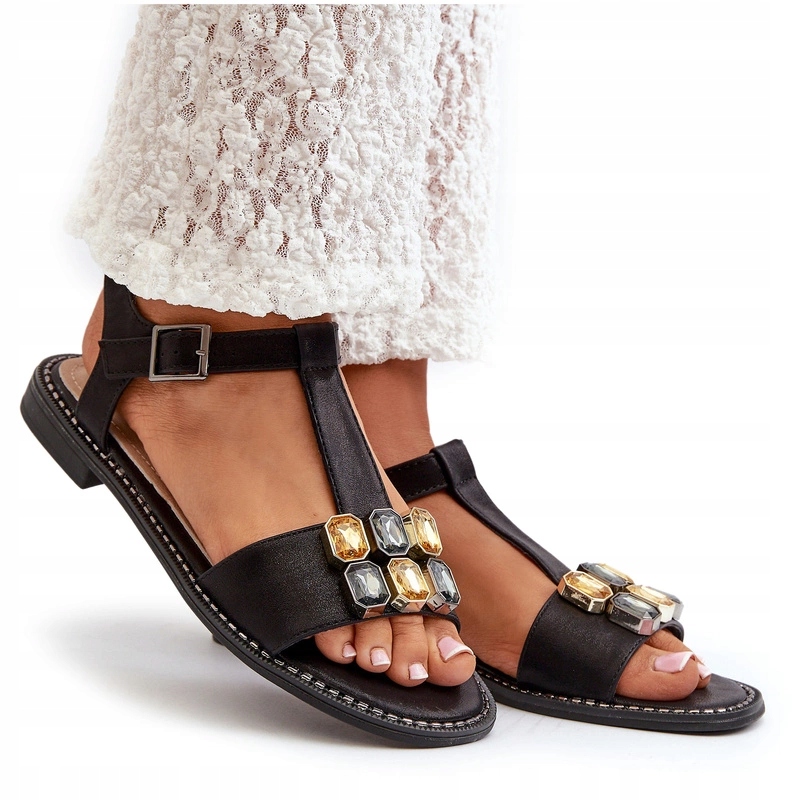 Dámské Elegantní Sandály S Ozdobnými Detaily S.barski KV27-030 Černé 36
