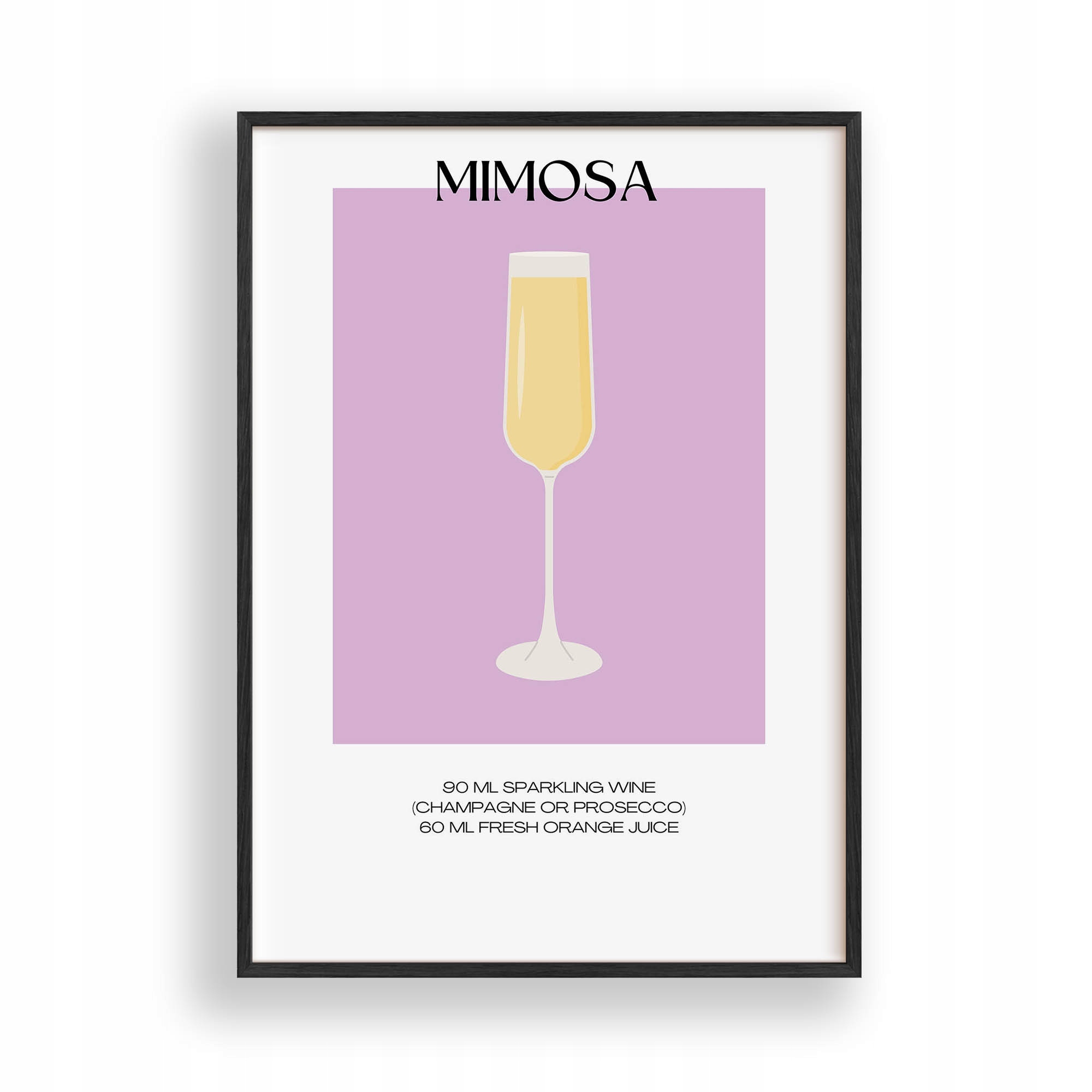 Obraz Koktejl Mimosa Plakát Rámeček Dřevěný Černý 30x42 cm