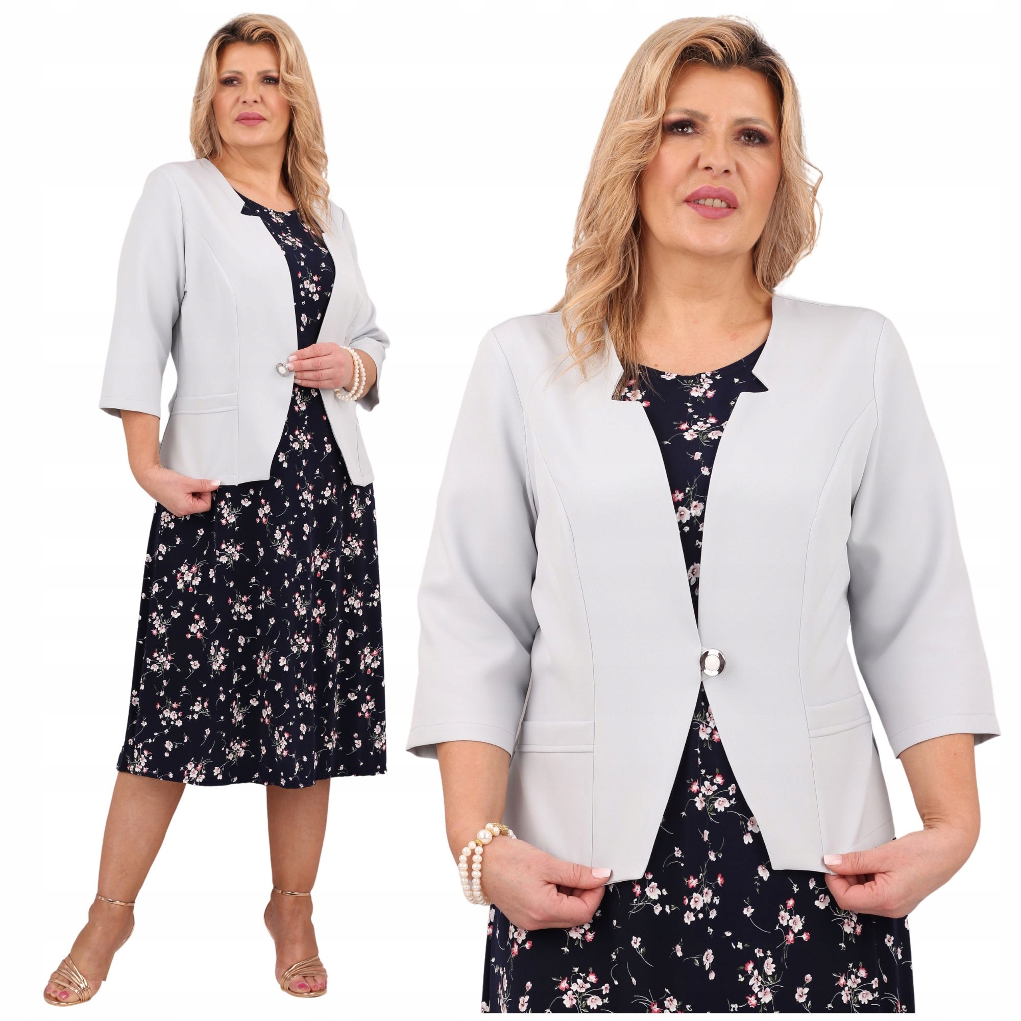 Żakiet Blezer Polski Producent Duże Rozmiary Wizytowy Krótki