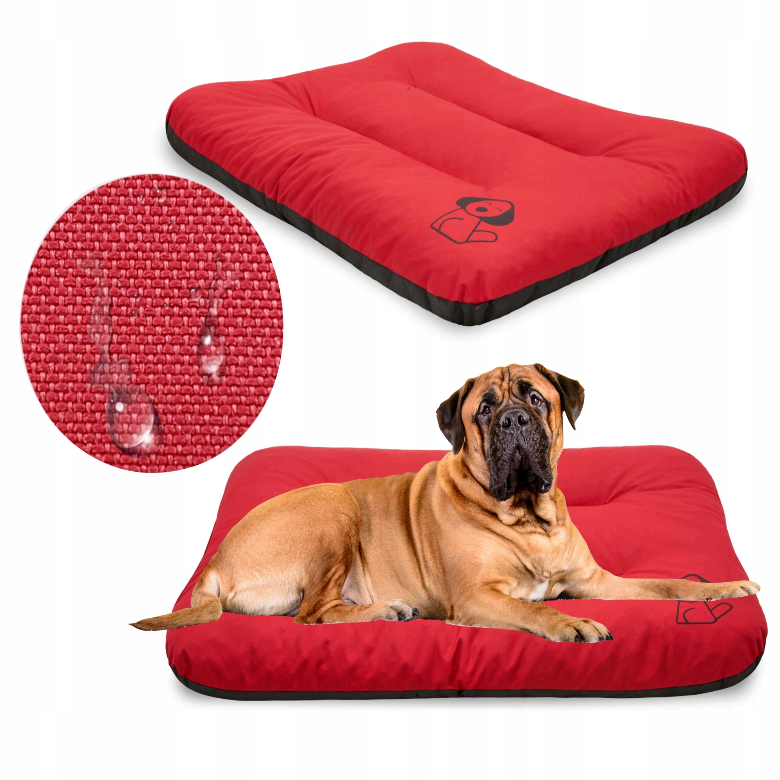 Legowisko dla psa poduszka materac największe 120x85 XXXL posłanie Czerwony