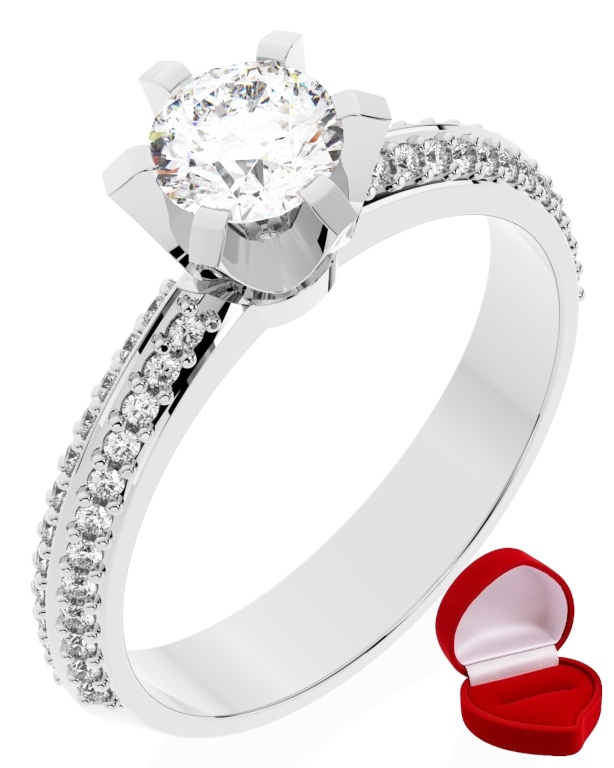 Zlatý Prstýnek 585 14k Brylant 0,50 ct Bílé Zlato R15