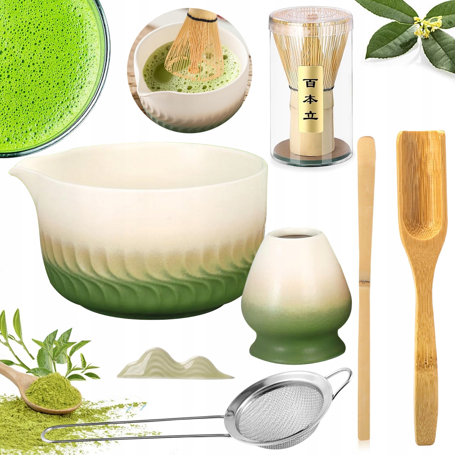 Levně Dárková Sada Na Čaj Matchy Chashaku Šlehací Metla Lžíce Jako Dárek