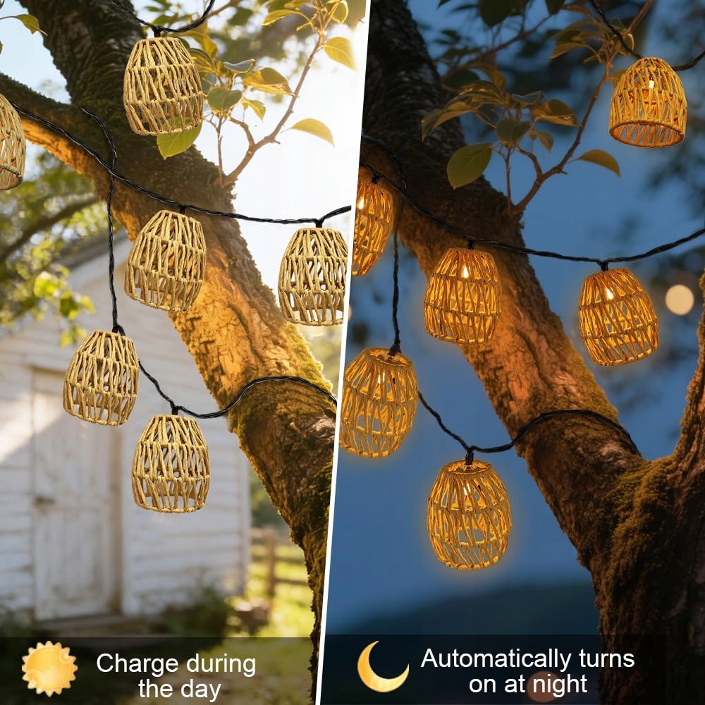 PAPIERSEIL Solarna Lampa LED IP65 Na Zewnątrz 3.6m Do Ogrodu i Balkonu — miniatura 3