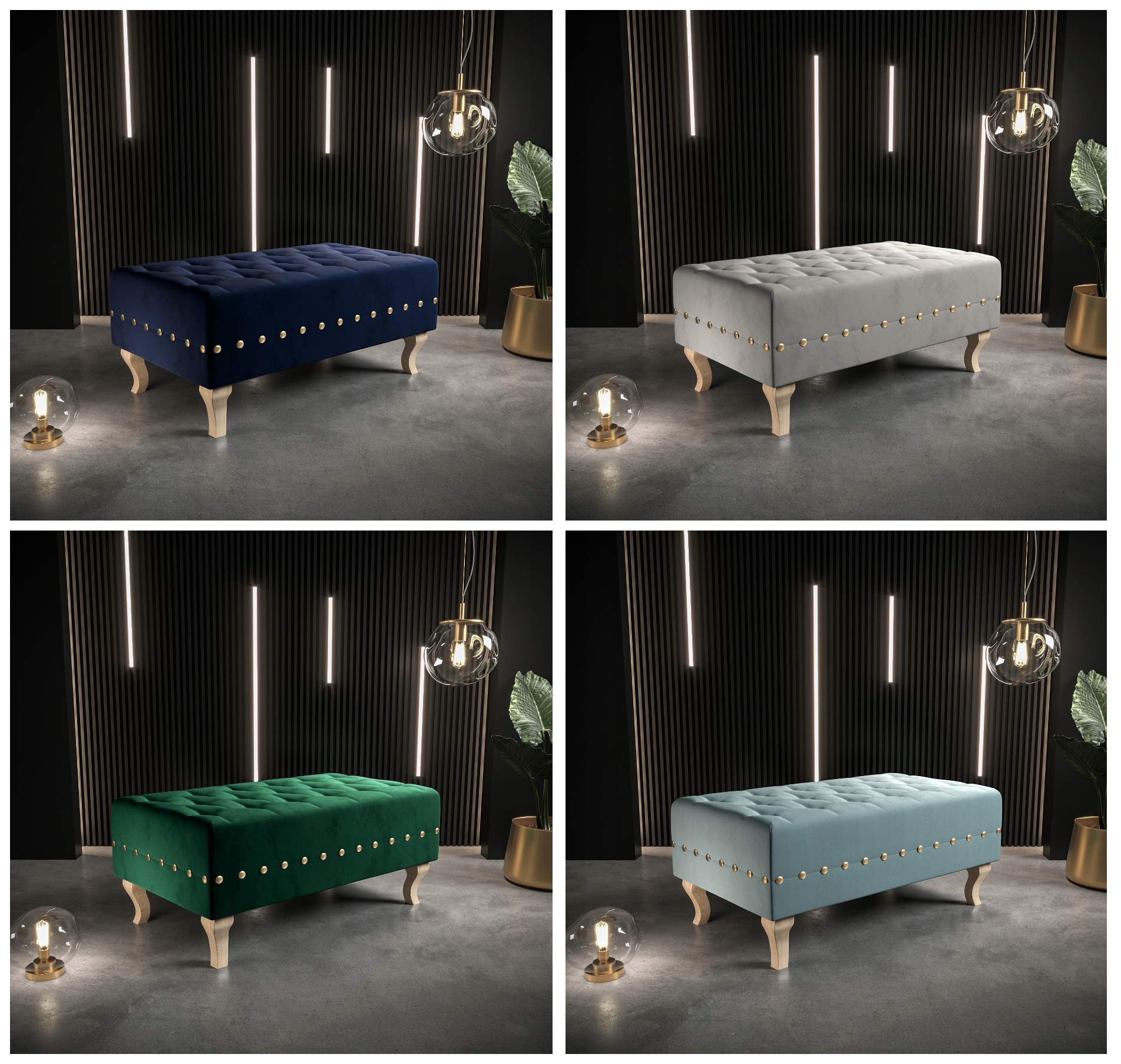 Podnóżek Pufa Styl Wiktoriański 100 cm EN Meble Marka inna