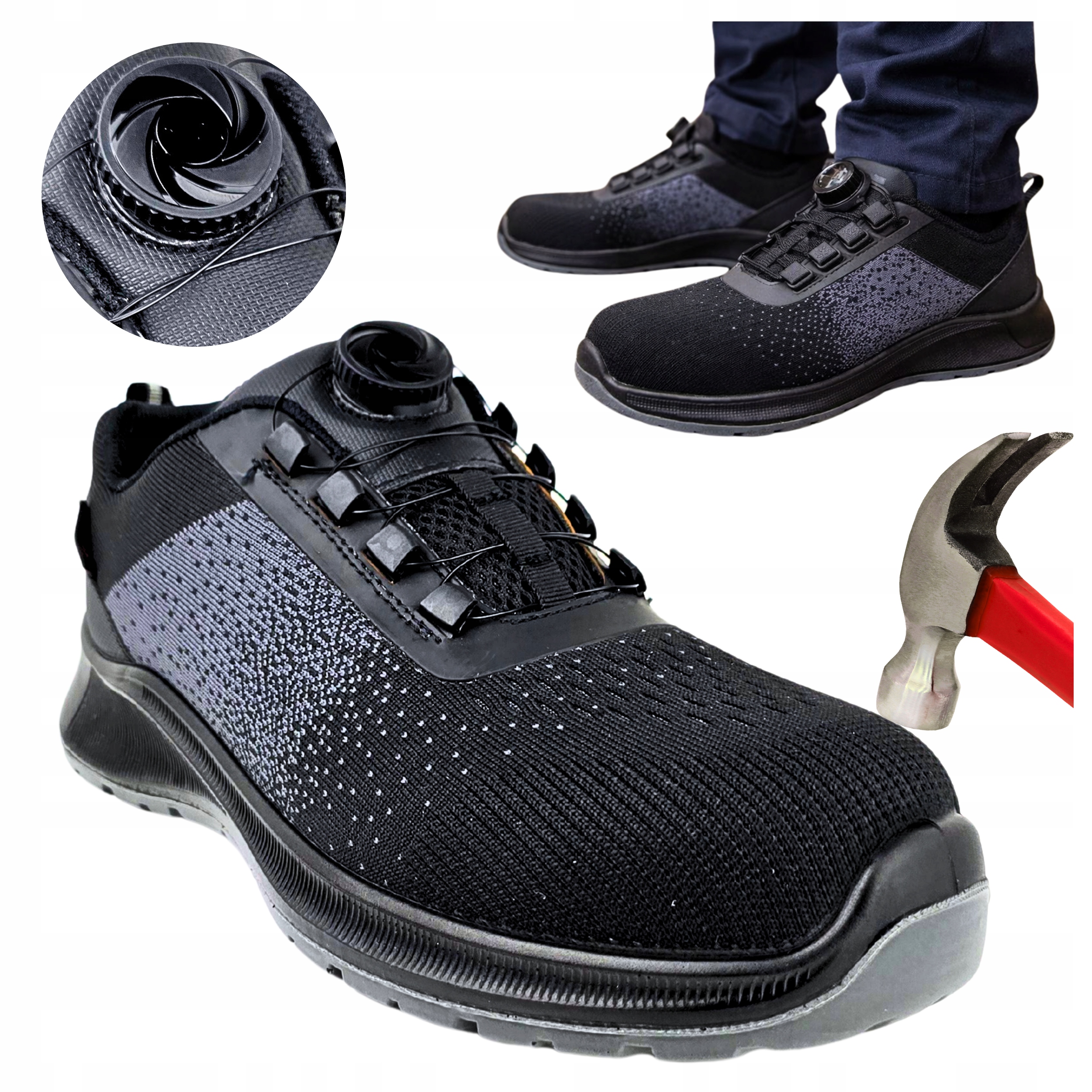 Pracovní boty S1 Sportovní polobotky Boa prodyšné s špičkou Bozp Lehké vel.