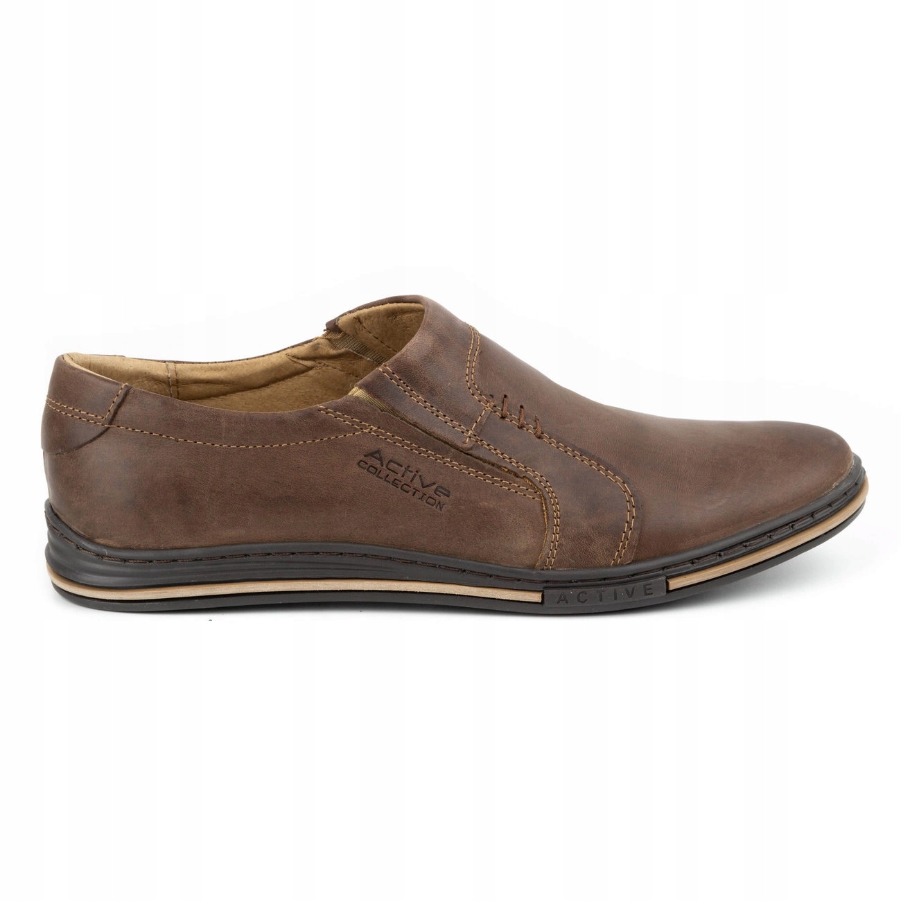 Pánské Boty Z Přírodní Kůže Nazouvací Slip On Polské 334 Hnědé 40