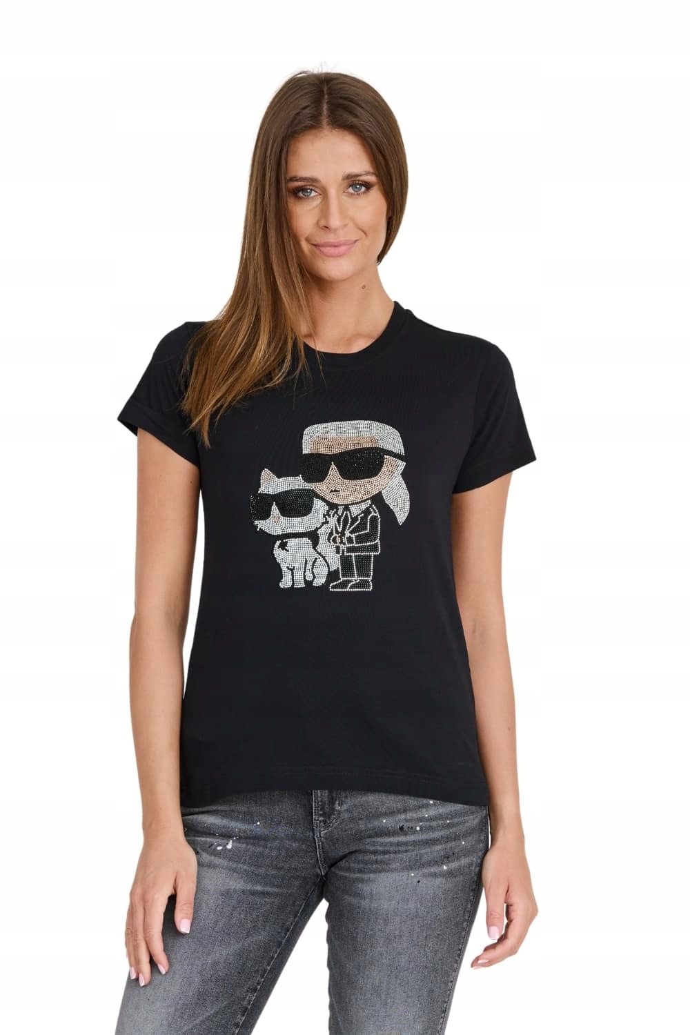 Karl Lagerfeld Czarny damski t-shirt Ikonik 2.0 Xs