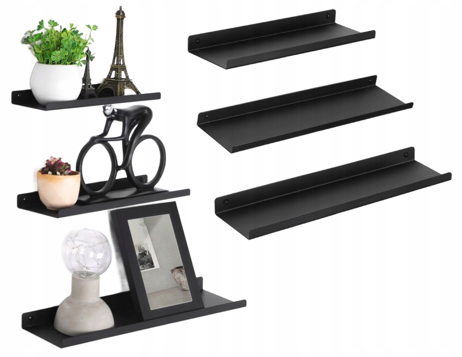 PÓŁKA WISZĄCA 3SZT ZESTAW KOMPLET LOFT CZARNE METALOWE