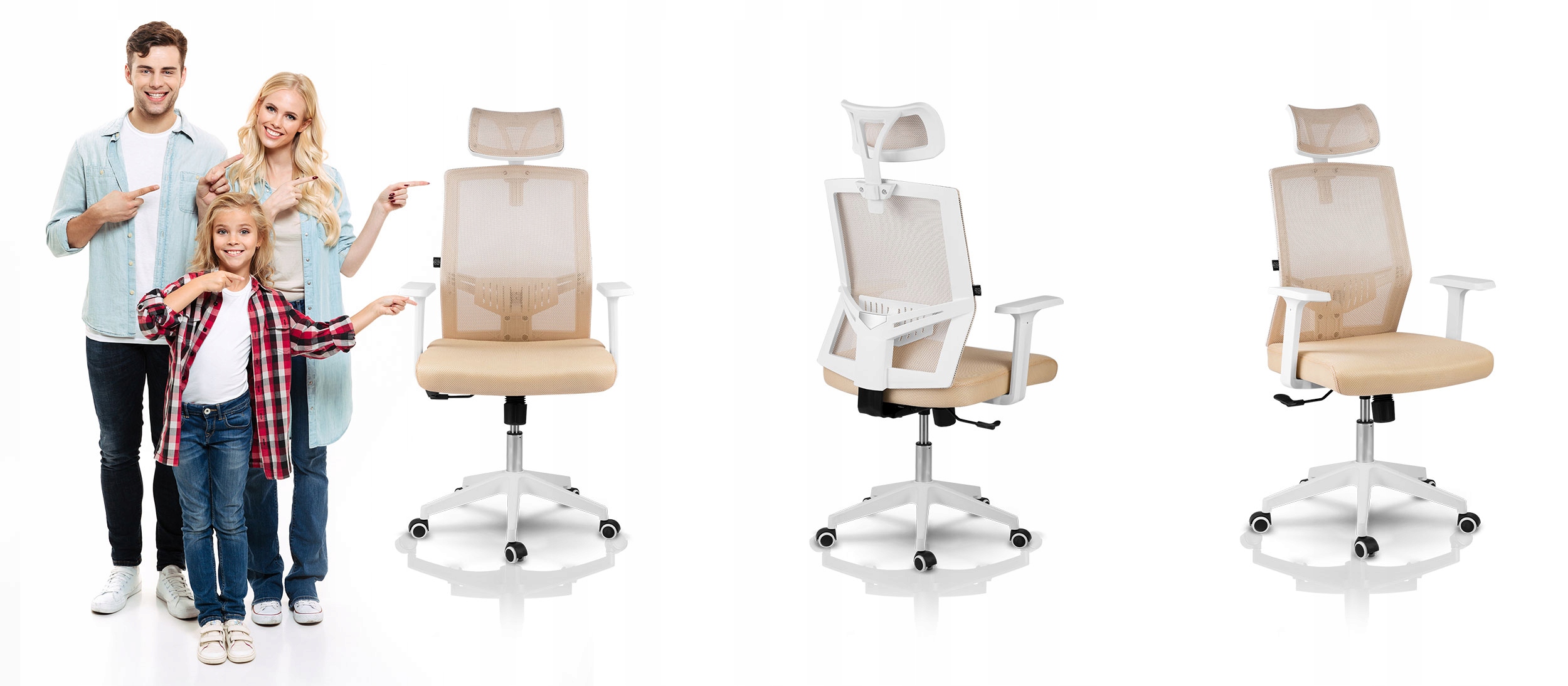 FOTEL BIUROWY OBROTOWY KRZESŁO BIUROWE MIKROSIATKA Minimalna wysokość siedziska 45 cm