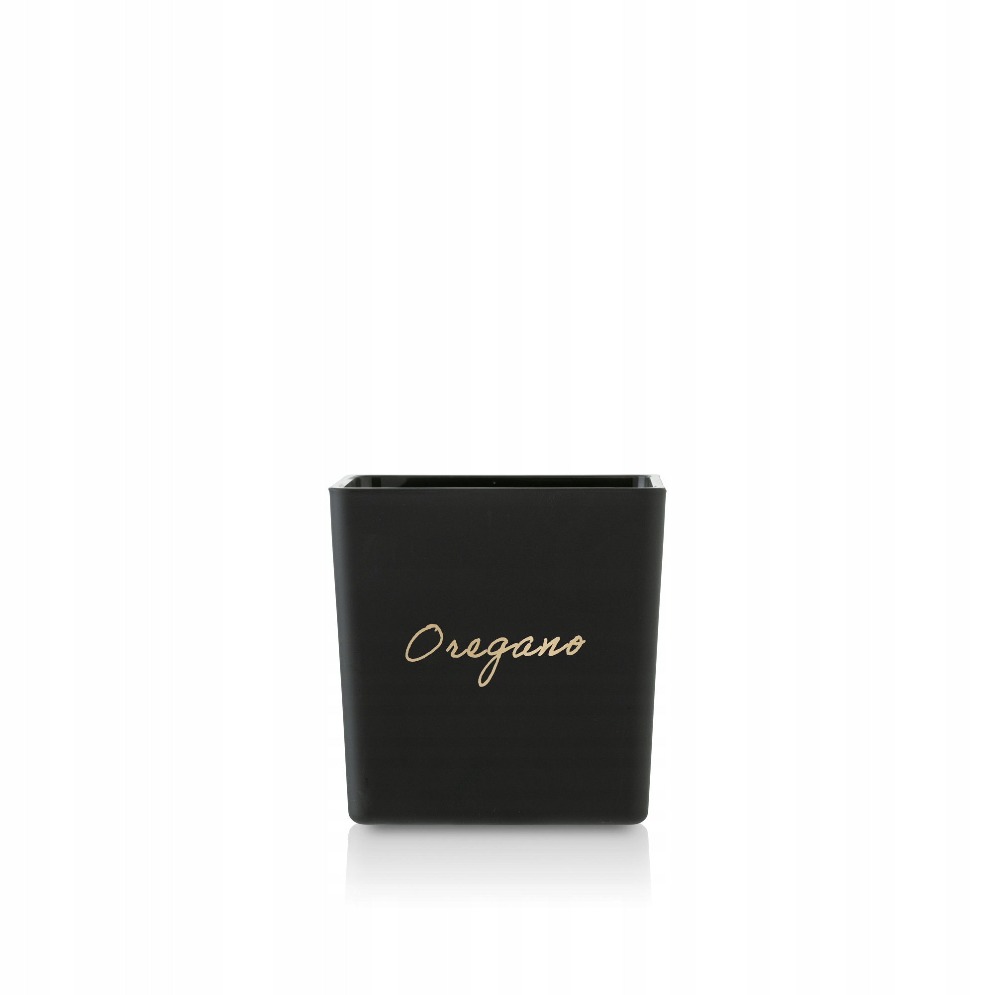 Czarna osłonka doniczka Oregano złoty napis