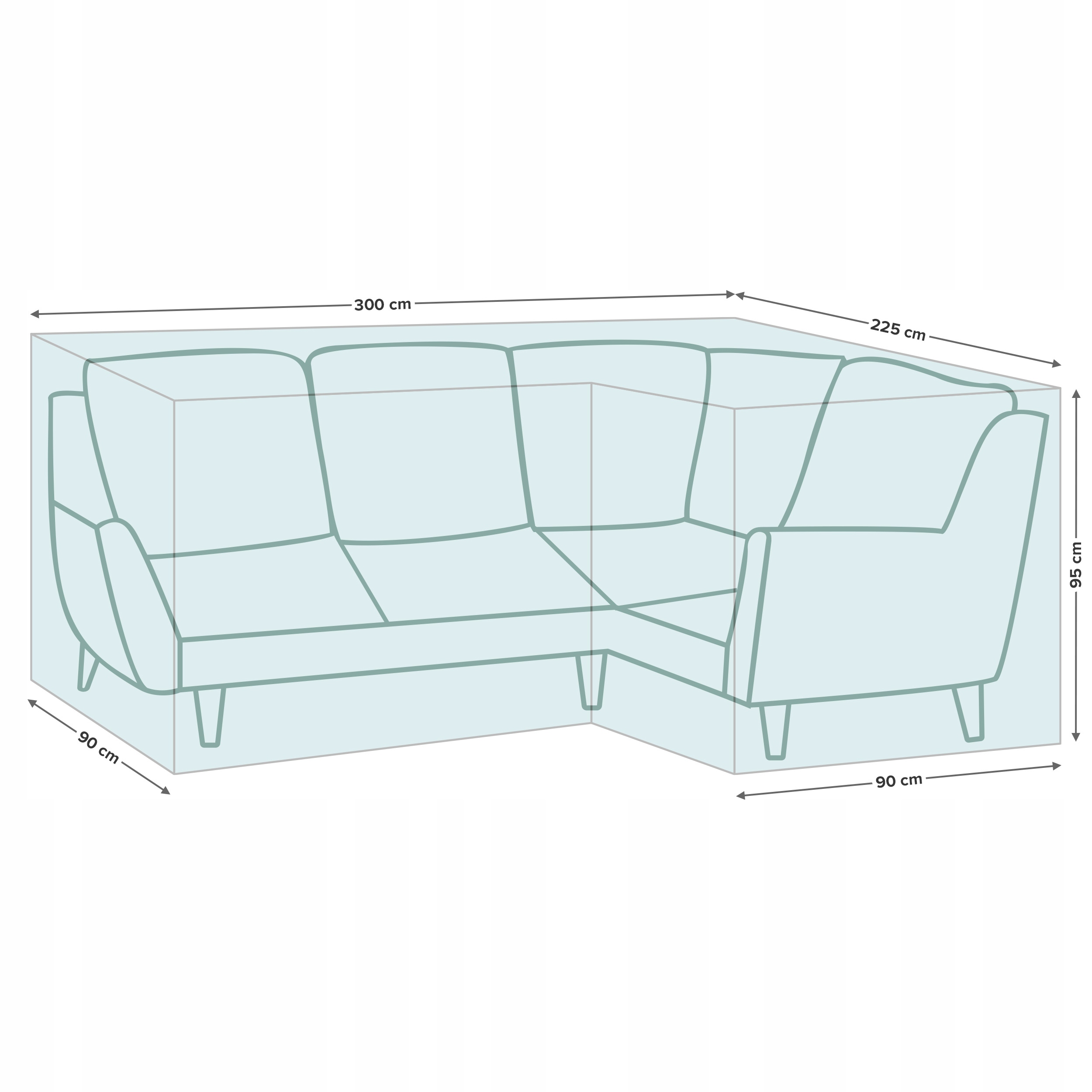Wodoodporny Pokrowiec Na Narożnik Ogrodowy 300/225x90x95 CM Odporny Na Uv