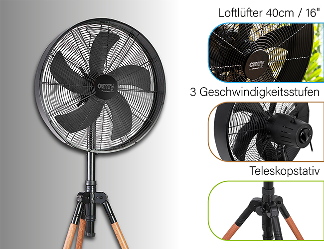 WENTYLATOR STOJĄCY CAMRY 100W STATYW Liczba trybów prędkości 3