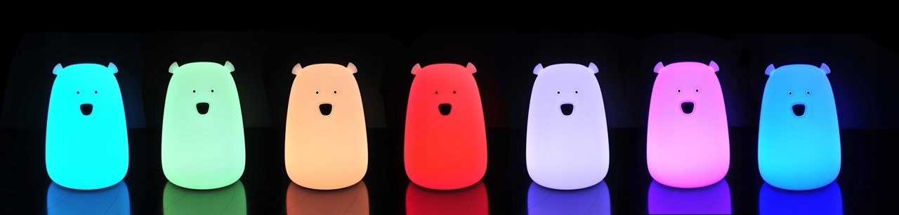 Lampka nocna dziecięca Led RGB Miś akumulator USB Kolor dominujący biały